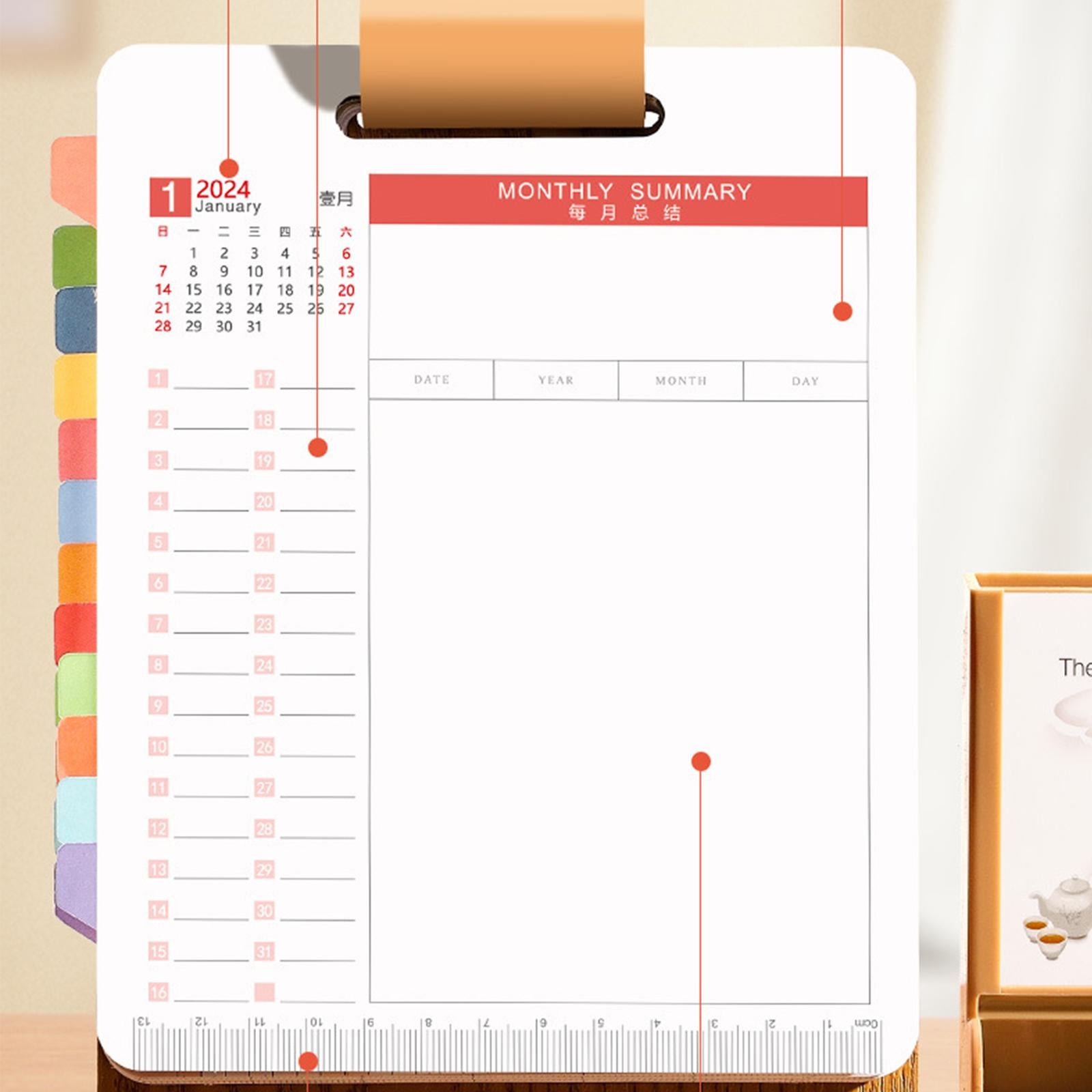 2024 Desk Calendar with Storage Box Personal Daily Planner Calendar for Home