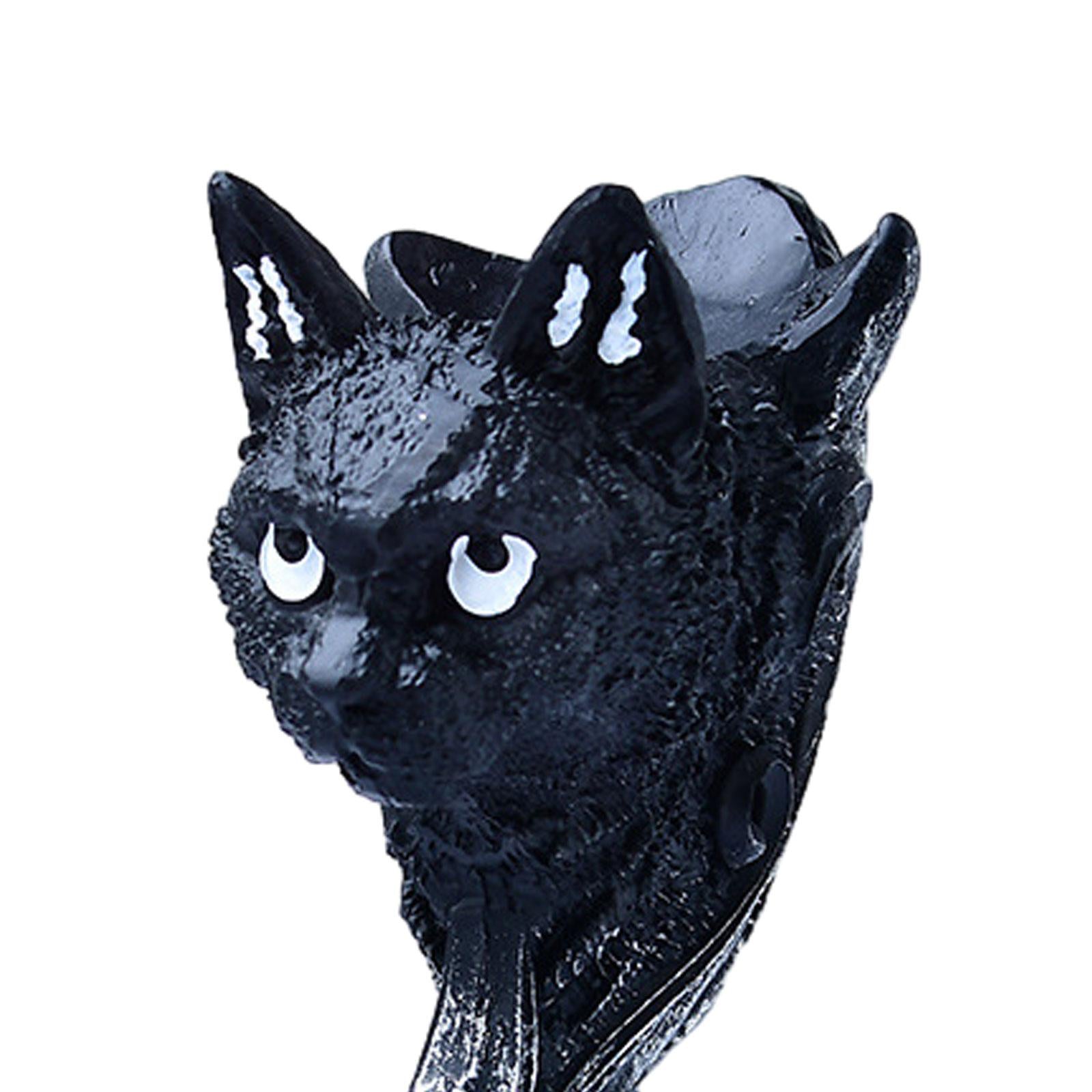 Black Cat Statue Sphere Ball Stand Desktop Ornament for Fireplace Table Desk