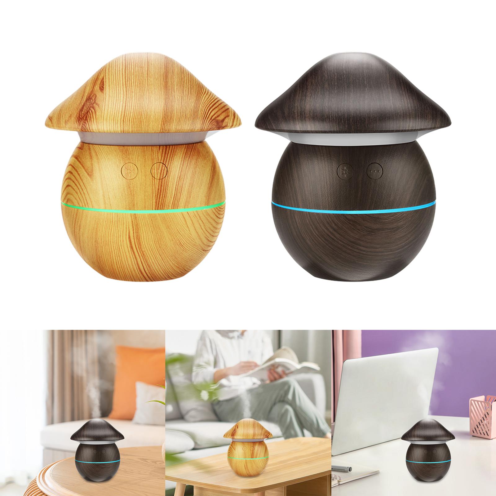 0.25L USB Mushroom Shaped Mist Air Humidifier Quiet Portable for Home Office Light Brown