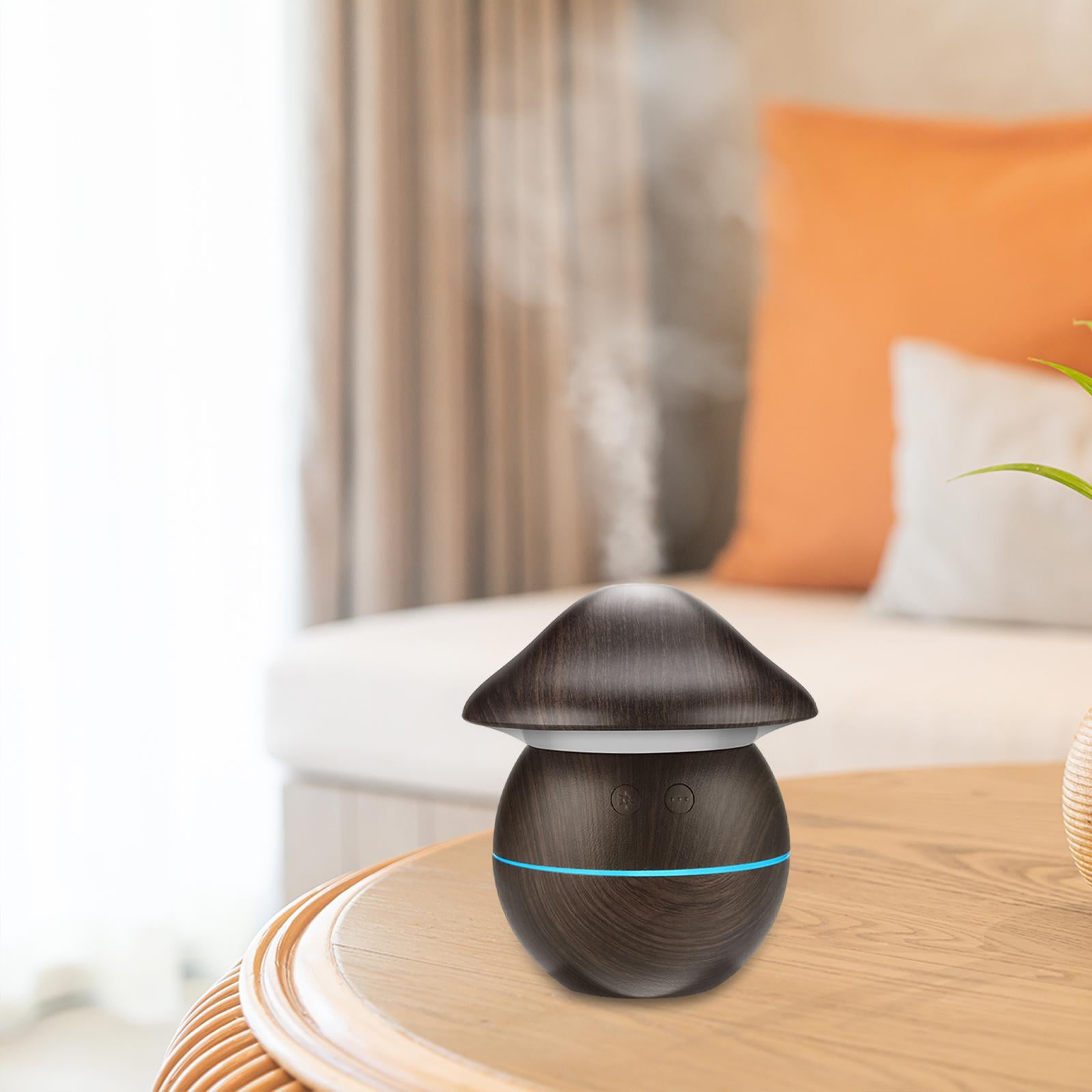 0.25L USB Mushroom Shaped Mist Air Humidifier Quiet Portable for Home Office Dark Brown