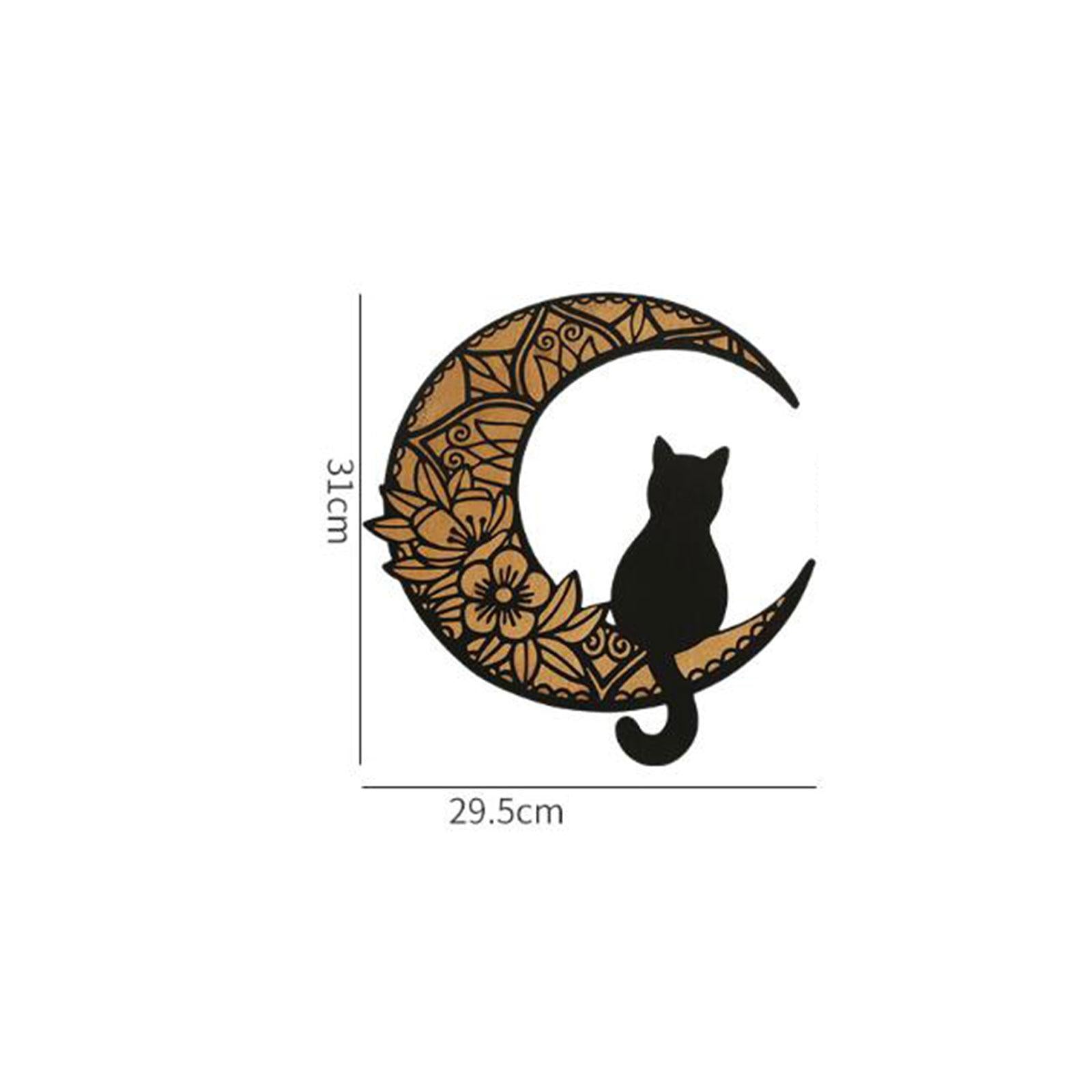 Wooden Moon Cat Wall Decor for Restaurant Birthday Gift Living Room Style C