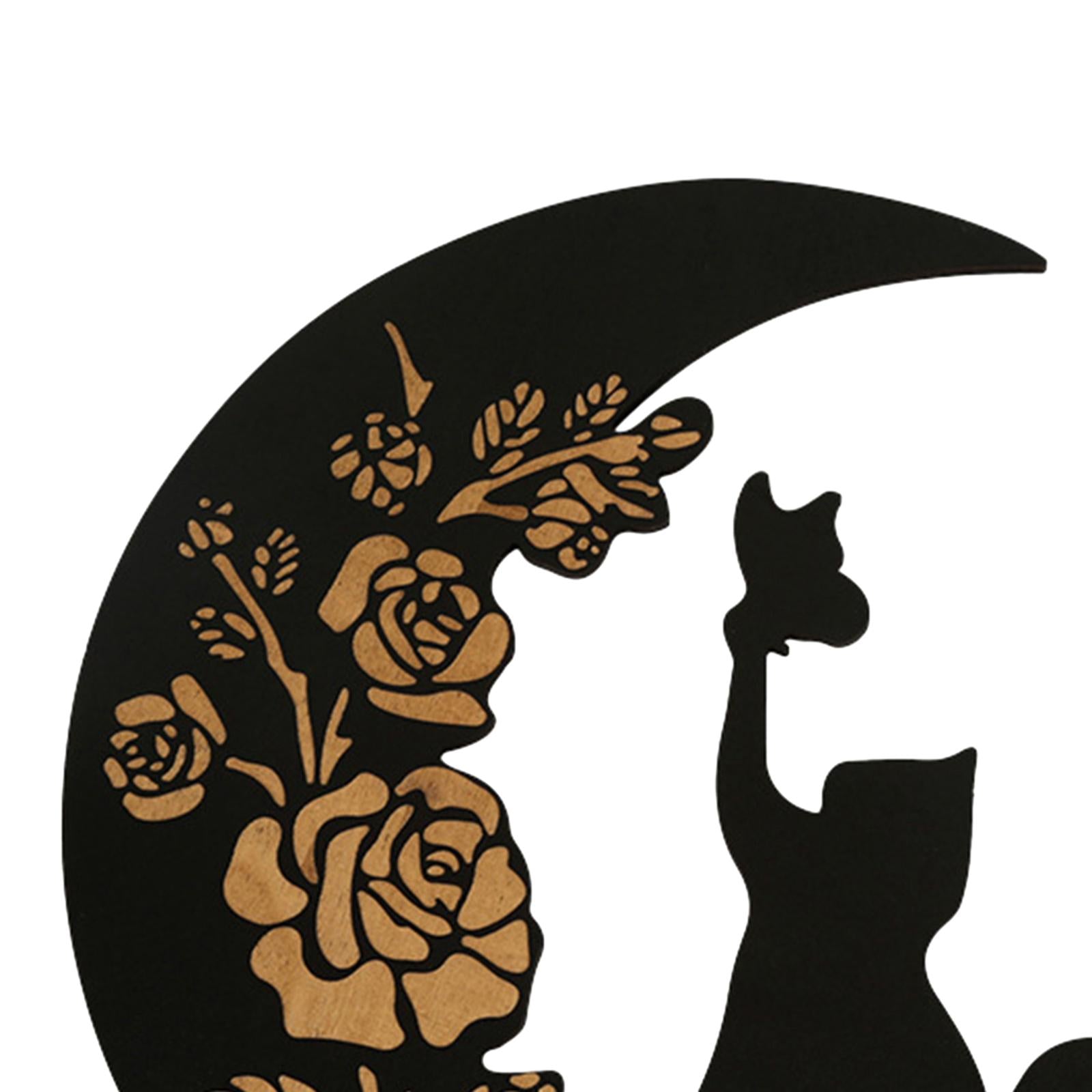 Wooden Moon Cat Wall Decor for Restaurant Birthday Gift Living Room Style D