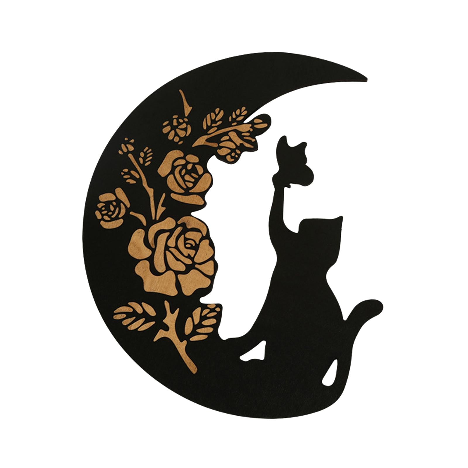 Wooden Moon Cat Wall Decor for Restaurant Birthday Gift Living Room Style D