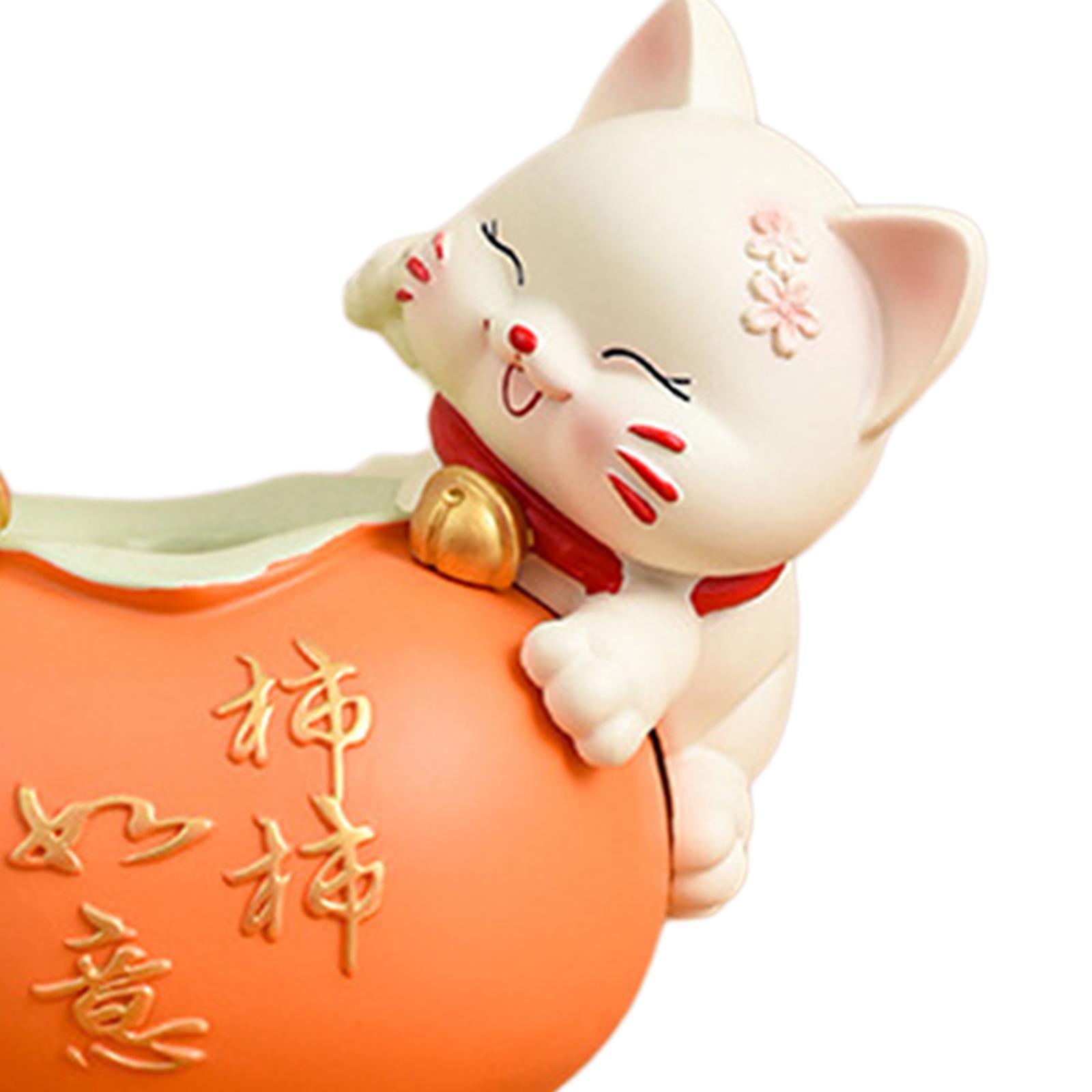 Fortune Cat Statue Flower Arrangement Crafts for Bedroom Entrance Livingroom yellow