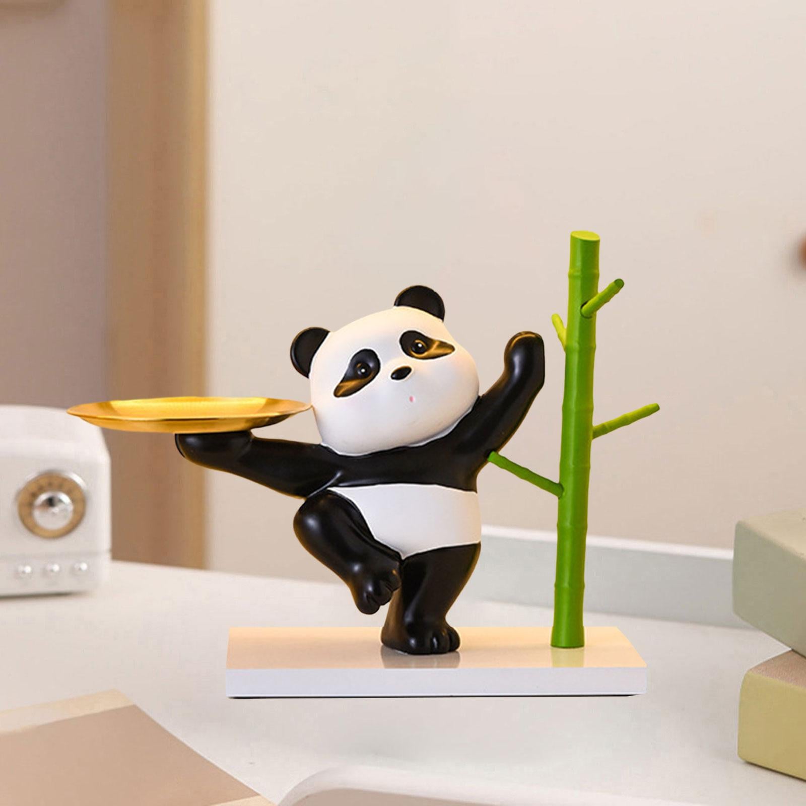 Panda Figurine Collectible Tabletop Ornament for Table Bookshelf Living Room Style B