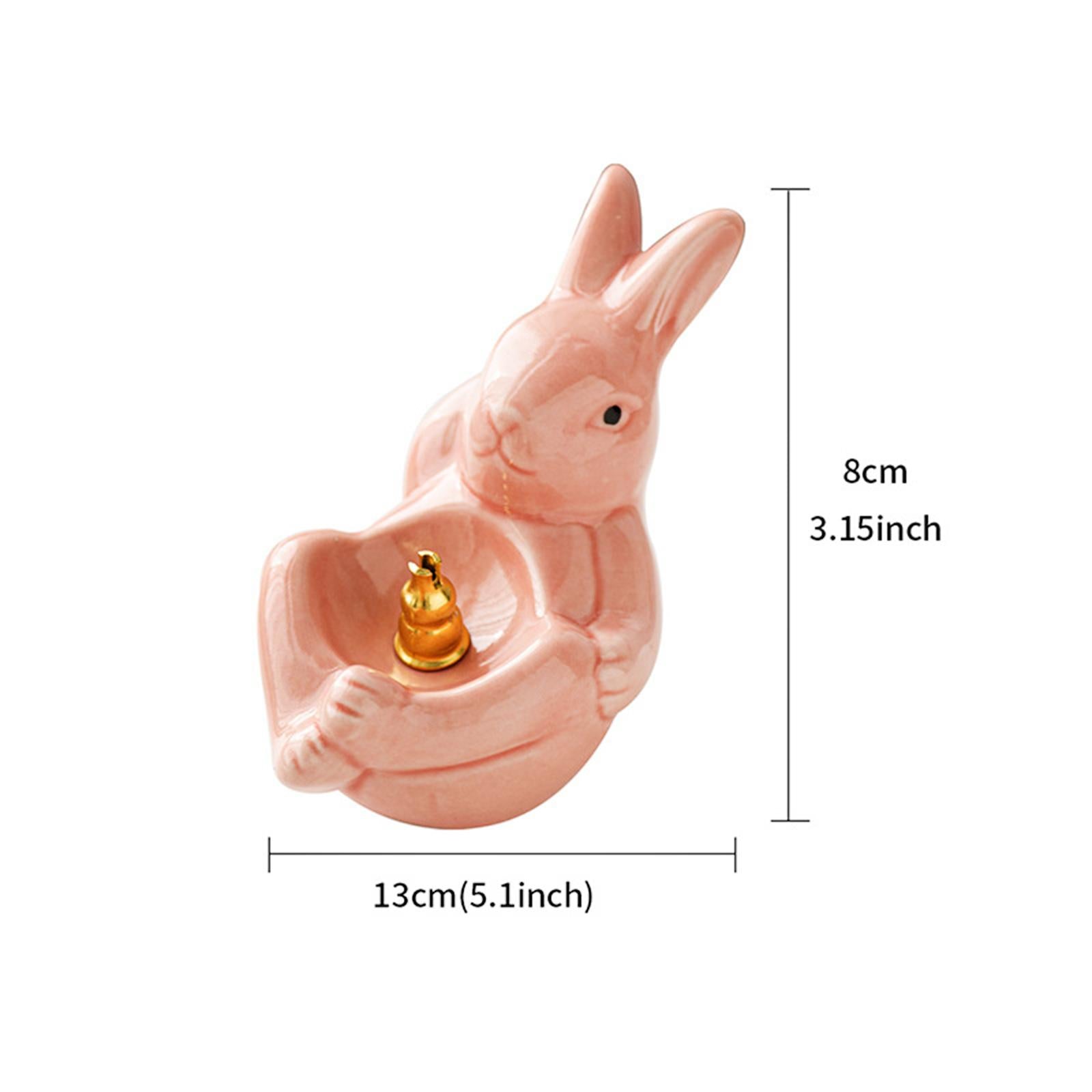 Rabbit Incense Holder Incense Burner Gift Statue for Living Room SPA Desktop Pink