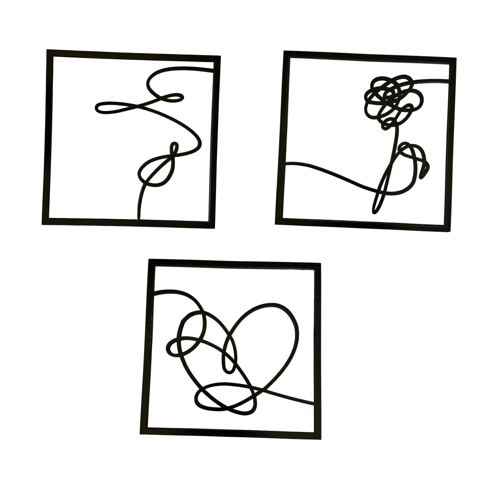 3x Minimalist Wood Wall Art Decor Wall Sculpture for Bathroom Bedroom Office