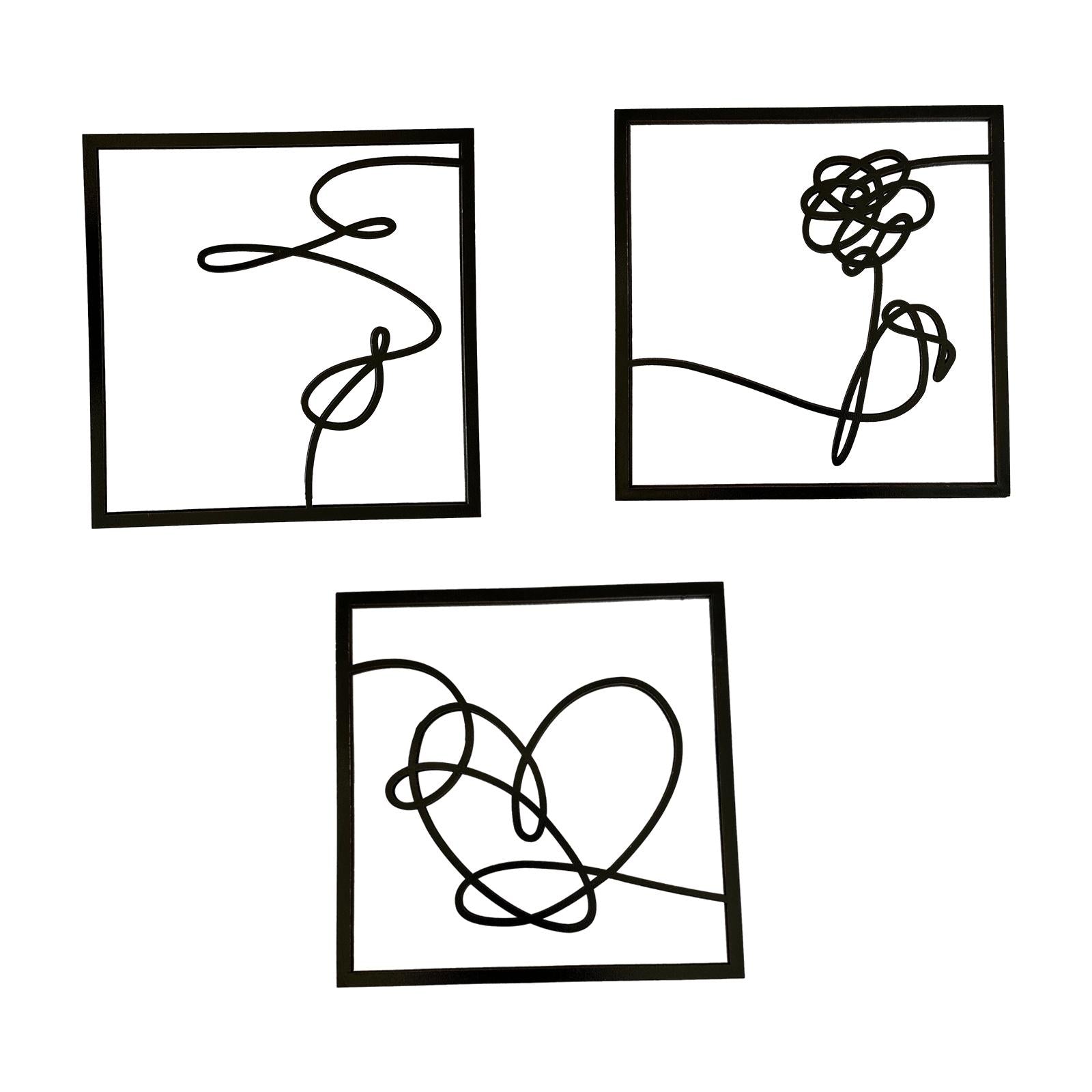 3x Minimalist Wood Wall Art Decor Wall Sculpture for Bathroom Bedroom Office