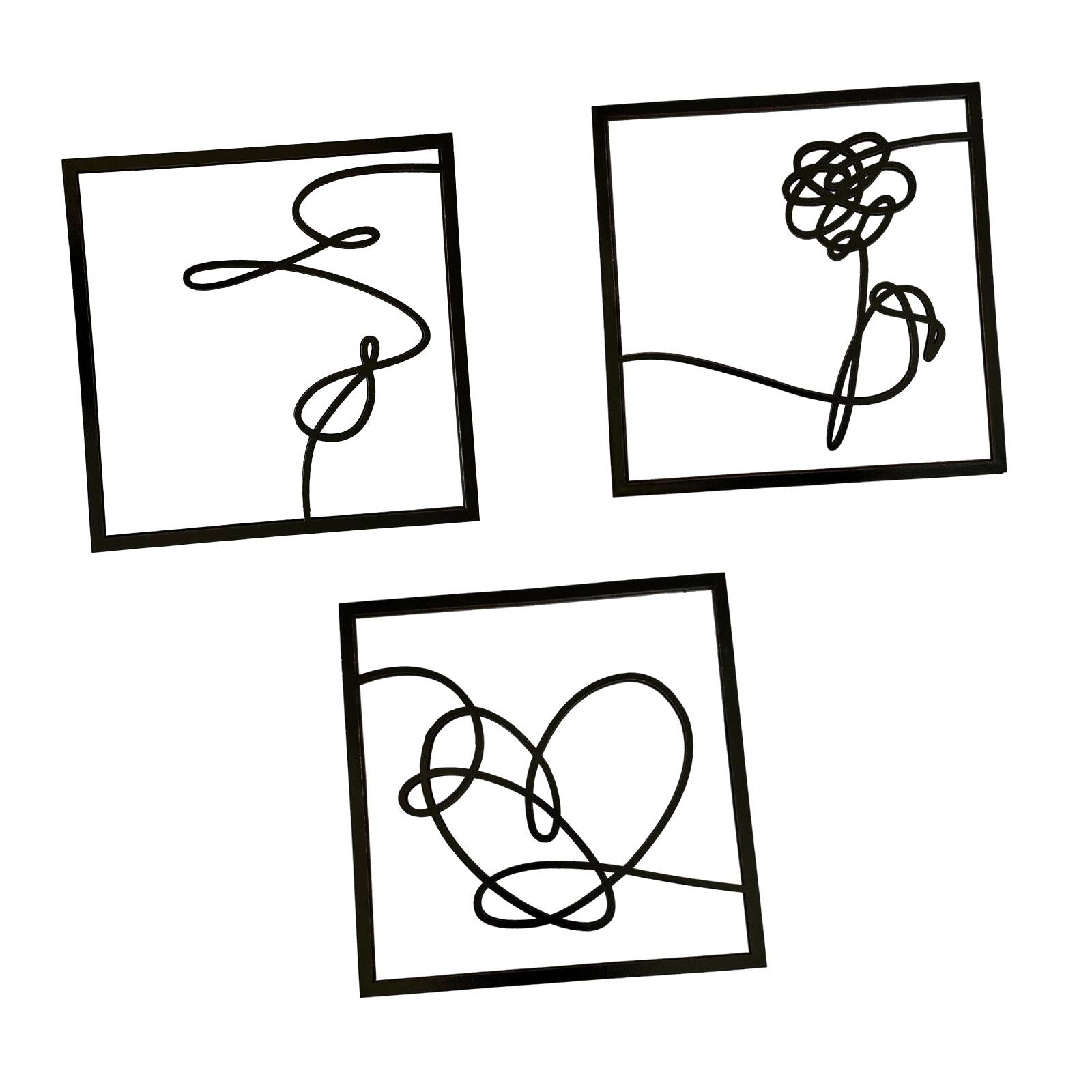 3x Minimalist Wood Wall Art Decor Wall Sculpture for Bathroom Bedroom Office