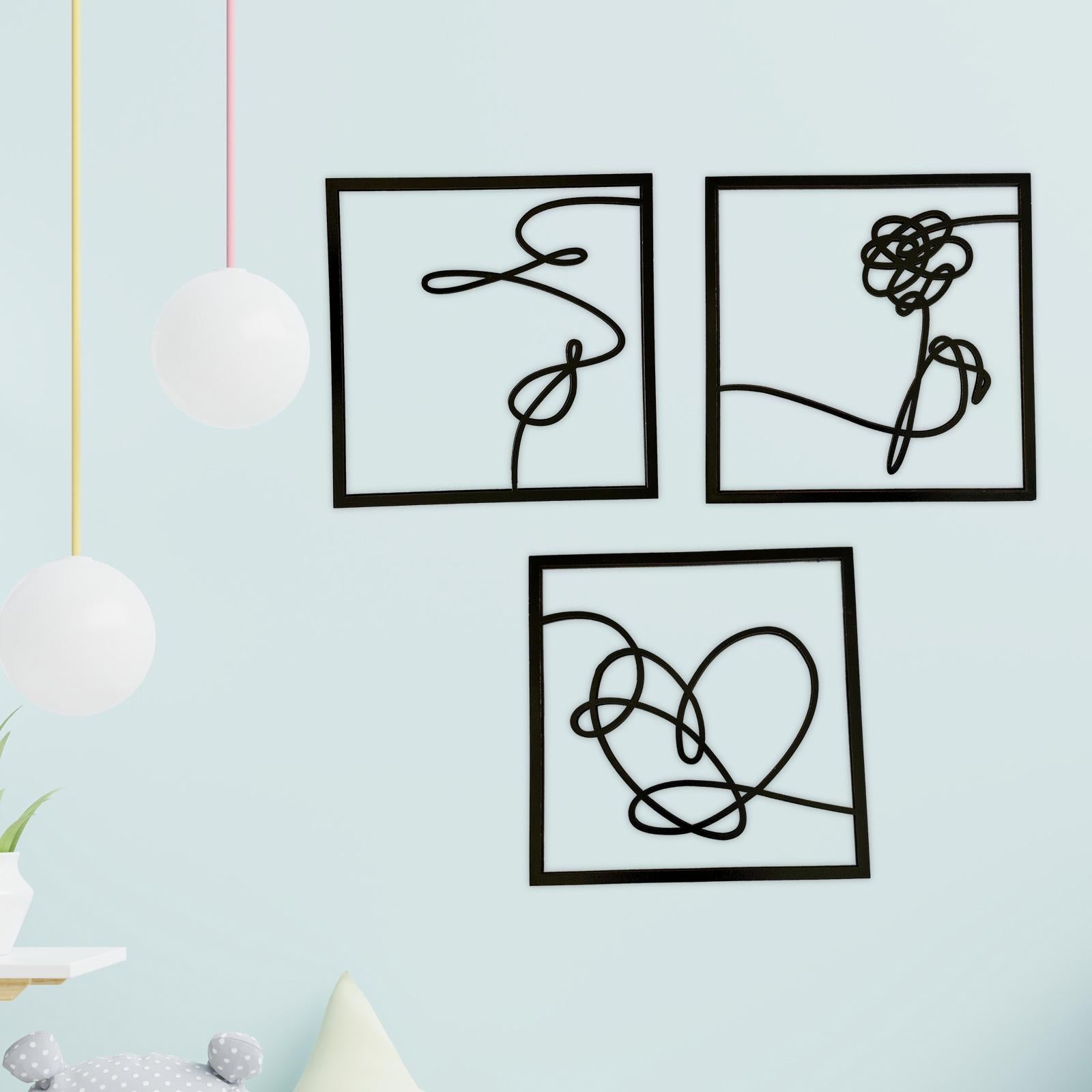 3x Minimalist Wood Wall Art Decor Wall Sculpture for Bathroom Bedroom Office