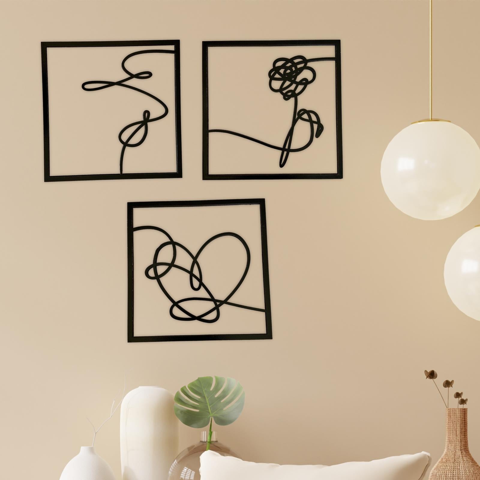 3x Minimalist Wood Wall Art Decor Wall Sculpture for Bathroom Bedroom Office