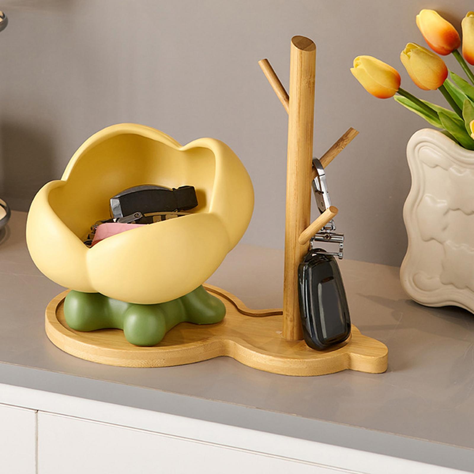 Ceramic Entryway Table Key Bowl Candy Dish Jewelry Tray for Bathroom Stylish Yellow