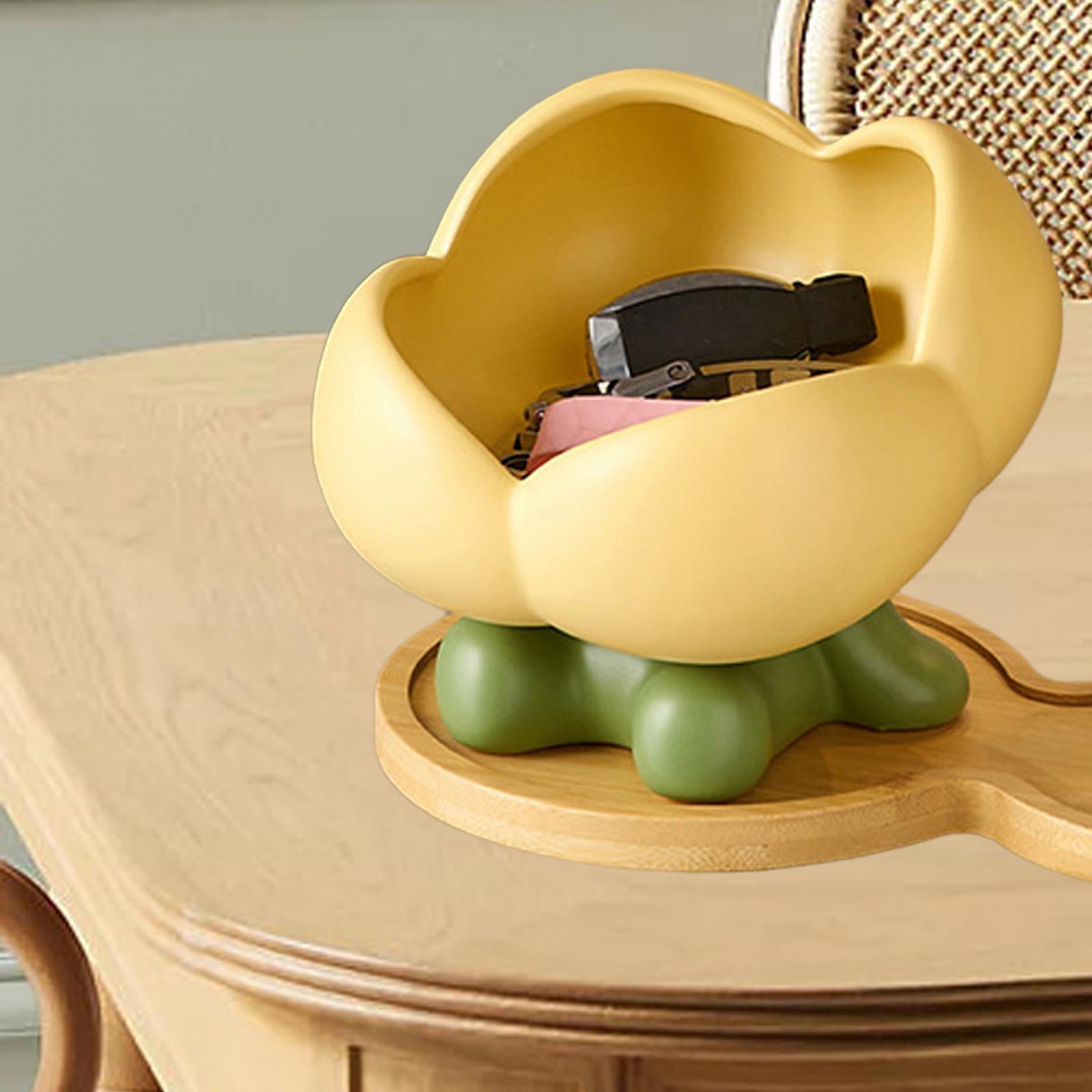 Ceramic Entryway Table Key Bowl Candy Dish Jewelry Tray for Bathroom Stylish Yellow