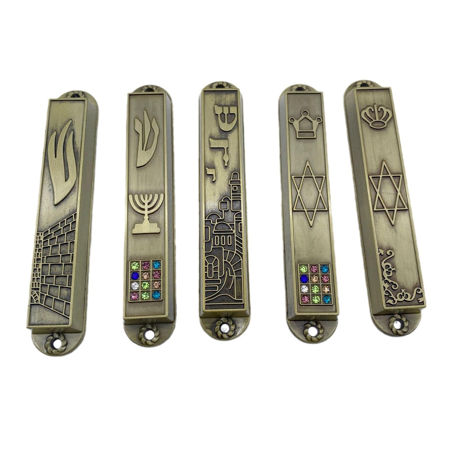 5Pcs Mezuzah Case Ornament Wall Decor Hannukah Gifts Metal Blessing Mezuzahw
