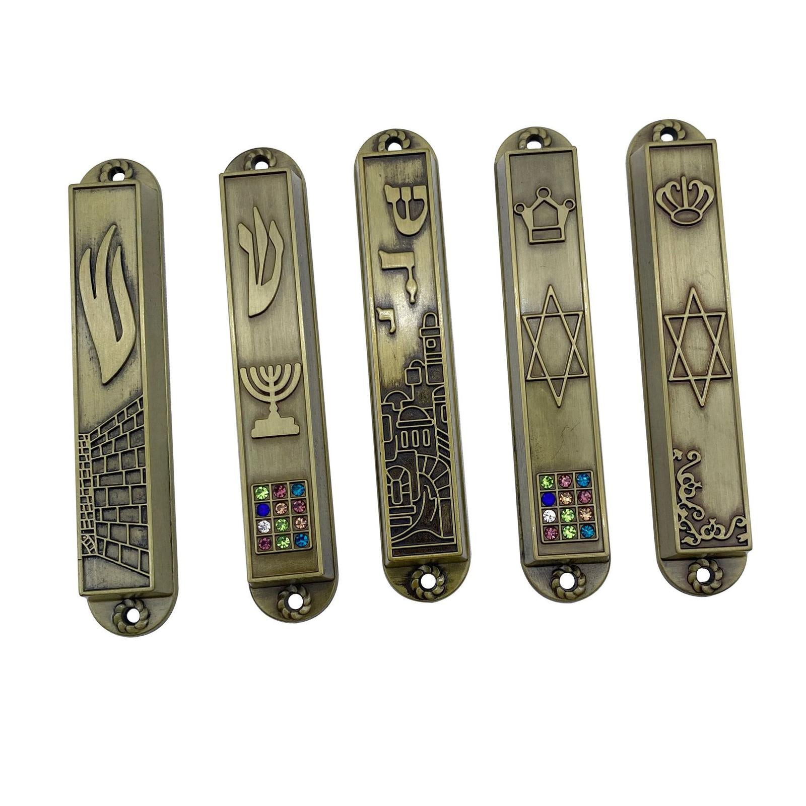 5Pcs Mezuzah Case Ornament Wall Decor Hannukah Gifts Metal Blessing Mezuzahw