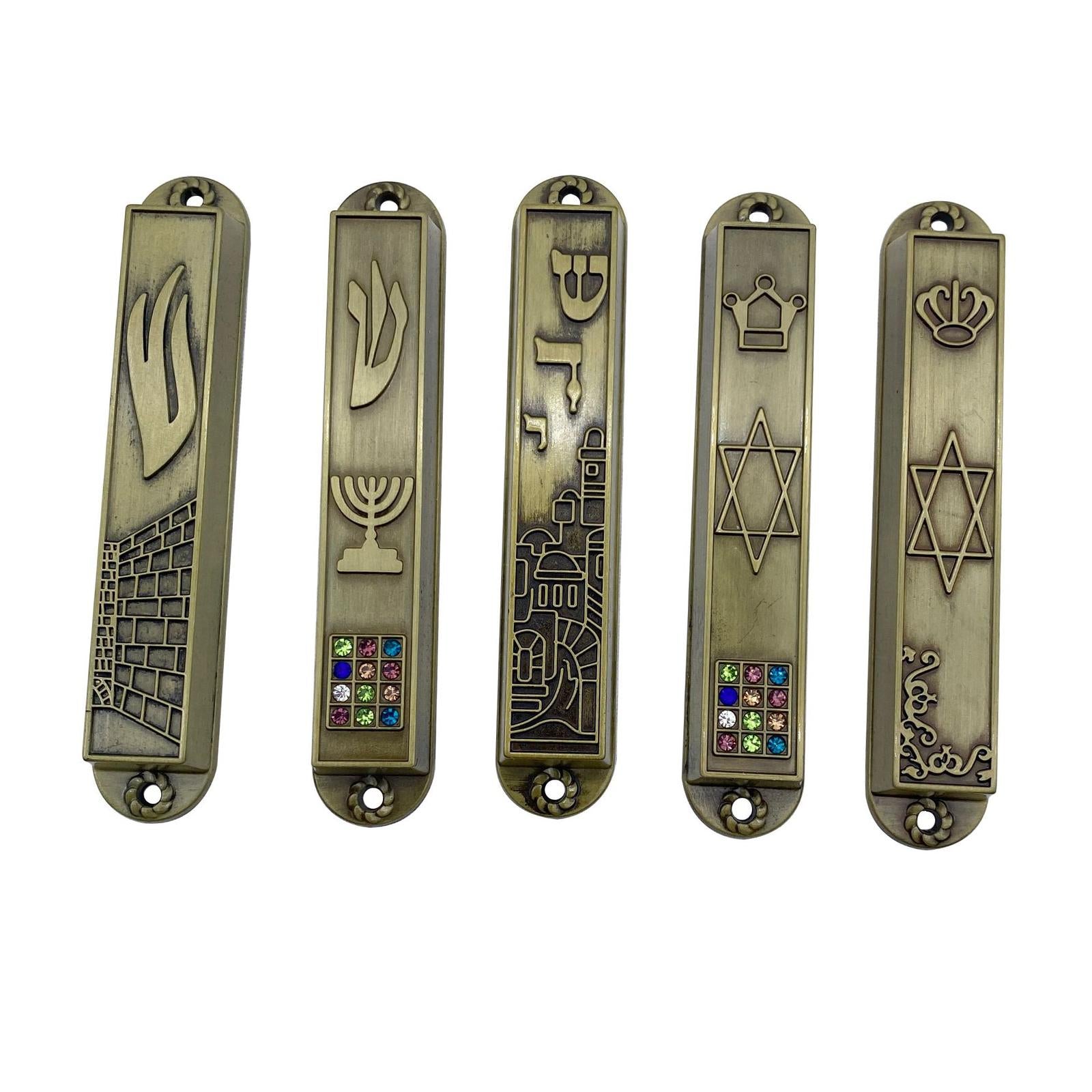 5Pcs Mezuzah Case Ornament Wall Decor Hannukah Gifts Metal Blessing Mezuzahw