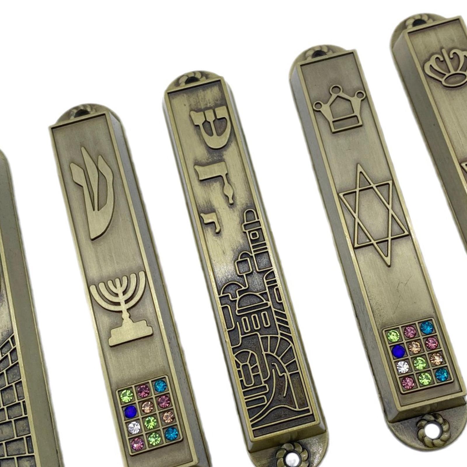 5Pcs Mezuzah Case Ornament Wall Decor Hannukah Gifts Metal Blessing Mezuzahw