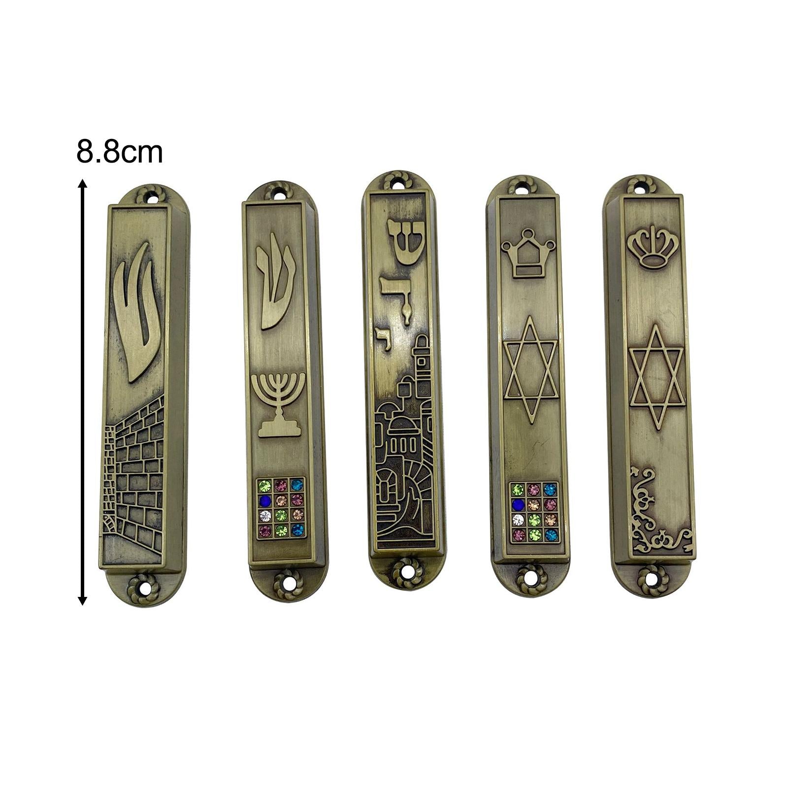 5Pcs Mezuzah Case Ornament Wall Decor Hannukah Gifts Metal Blessing Mezuzahw