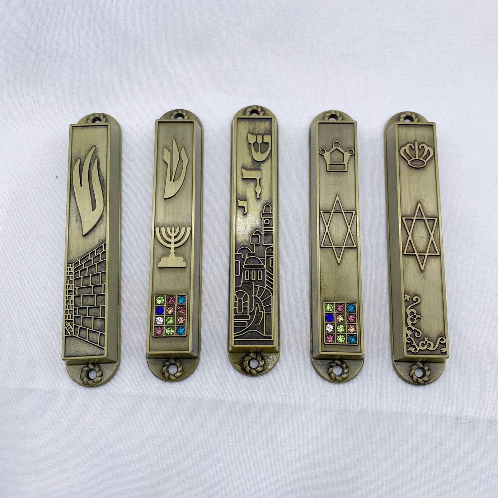 5Pcs Mezuzah Case Ornament Wall Decor Hannukah Gifts Metal Blessing Mezuzahw