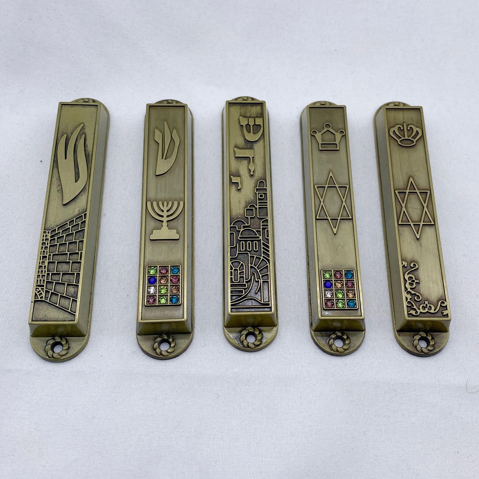 5Pcs Mezuzah Case Ornament Wall Decor Hannukah Gifts Metal Blessing Mezuzahw