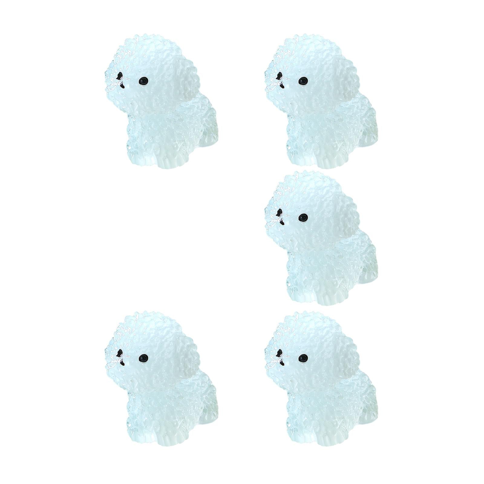 5 Pieces Luminous Mini Dog Figurines Puppy Statue for Garden Micro Landscape Style B