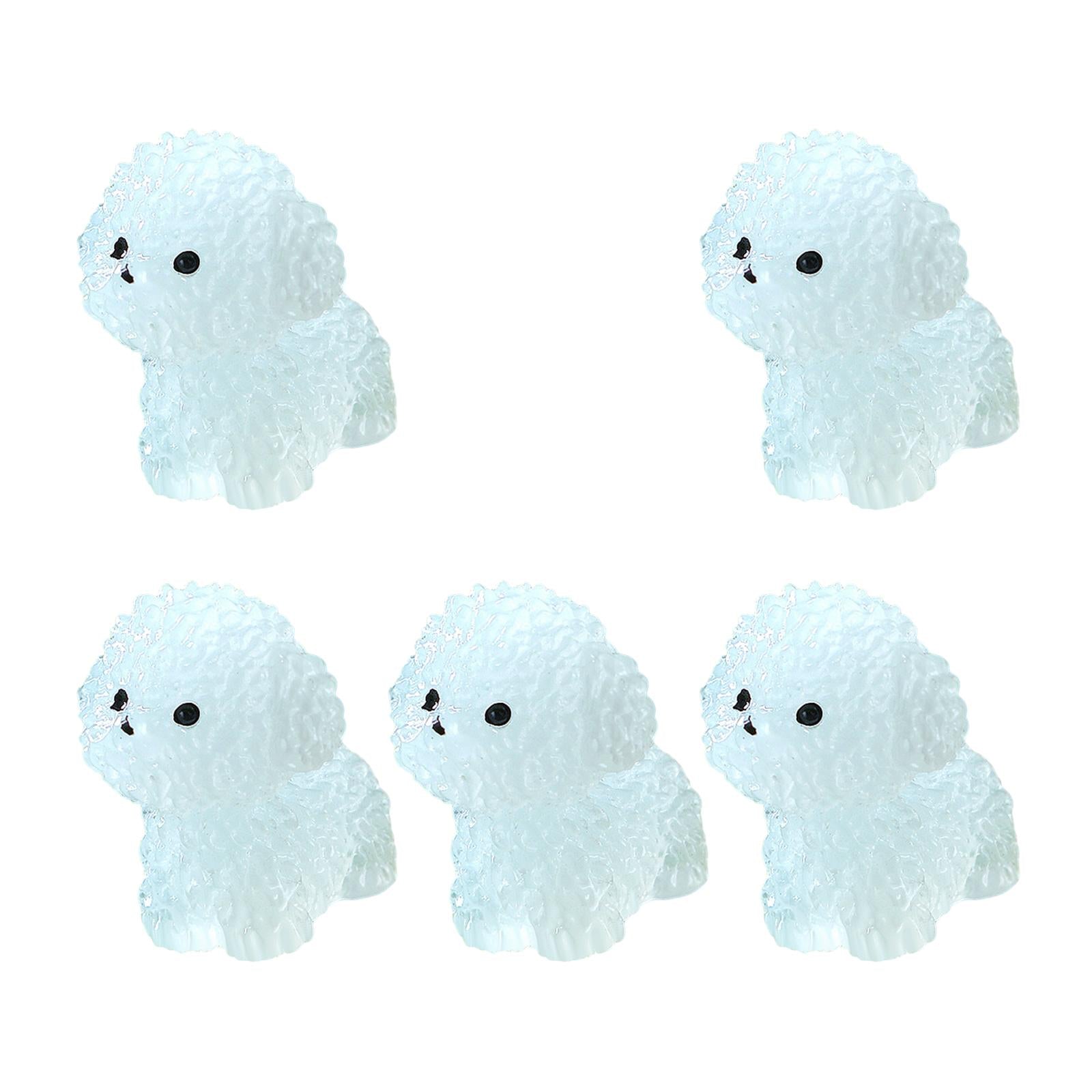 5 Pieces Luminous Mini Dog Figurines Puppy Statue for Garden Micro Landscape Style B