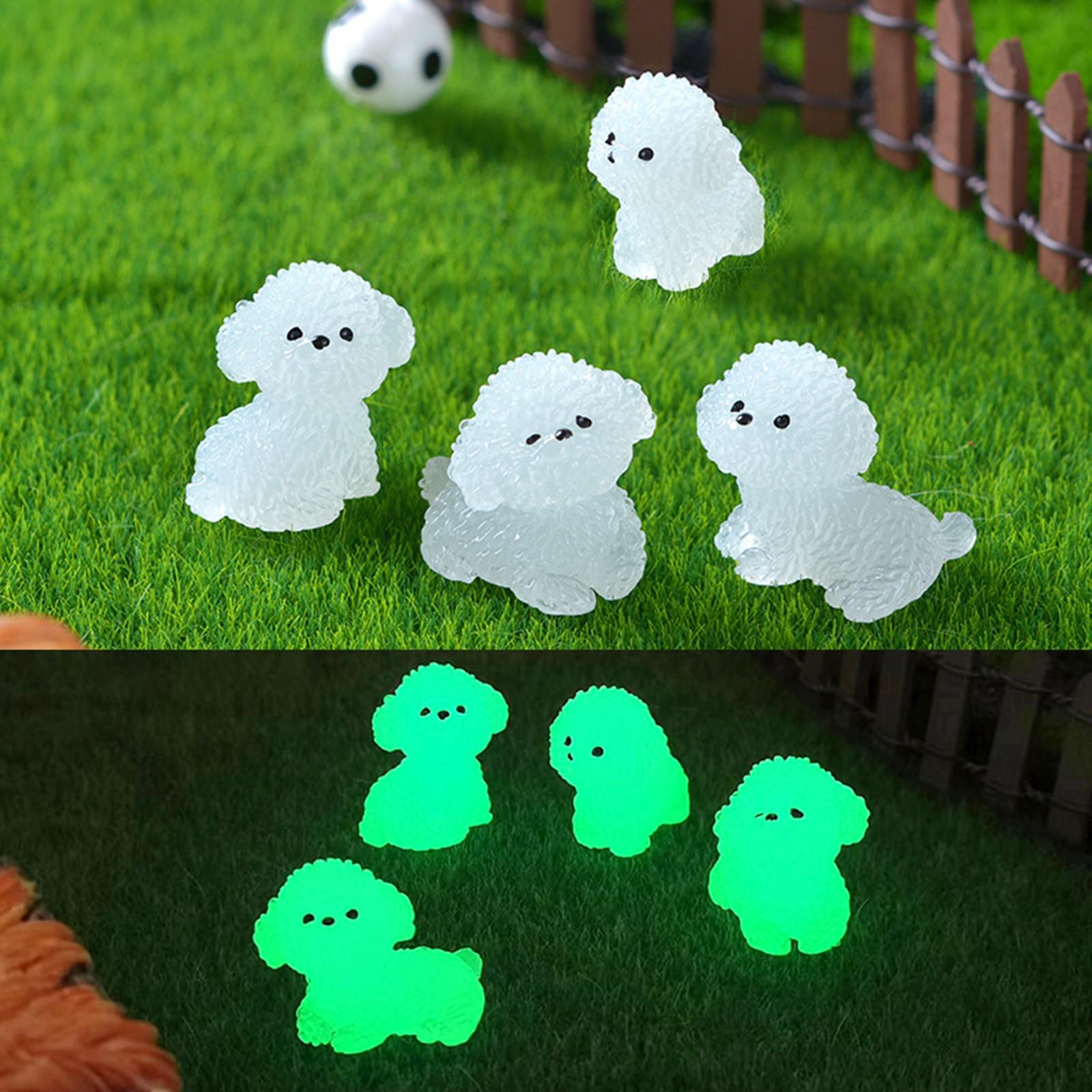 5 Pieces Luminous Mini Dog Figurines Puppy Statue for Garden Micro Landscape Style C