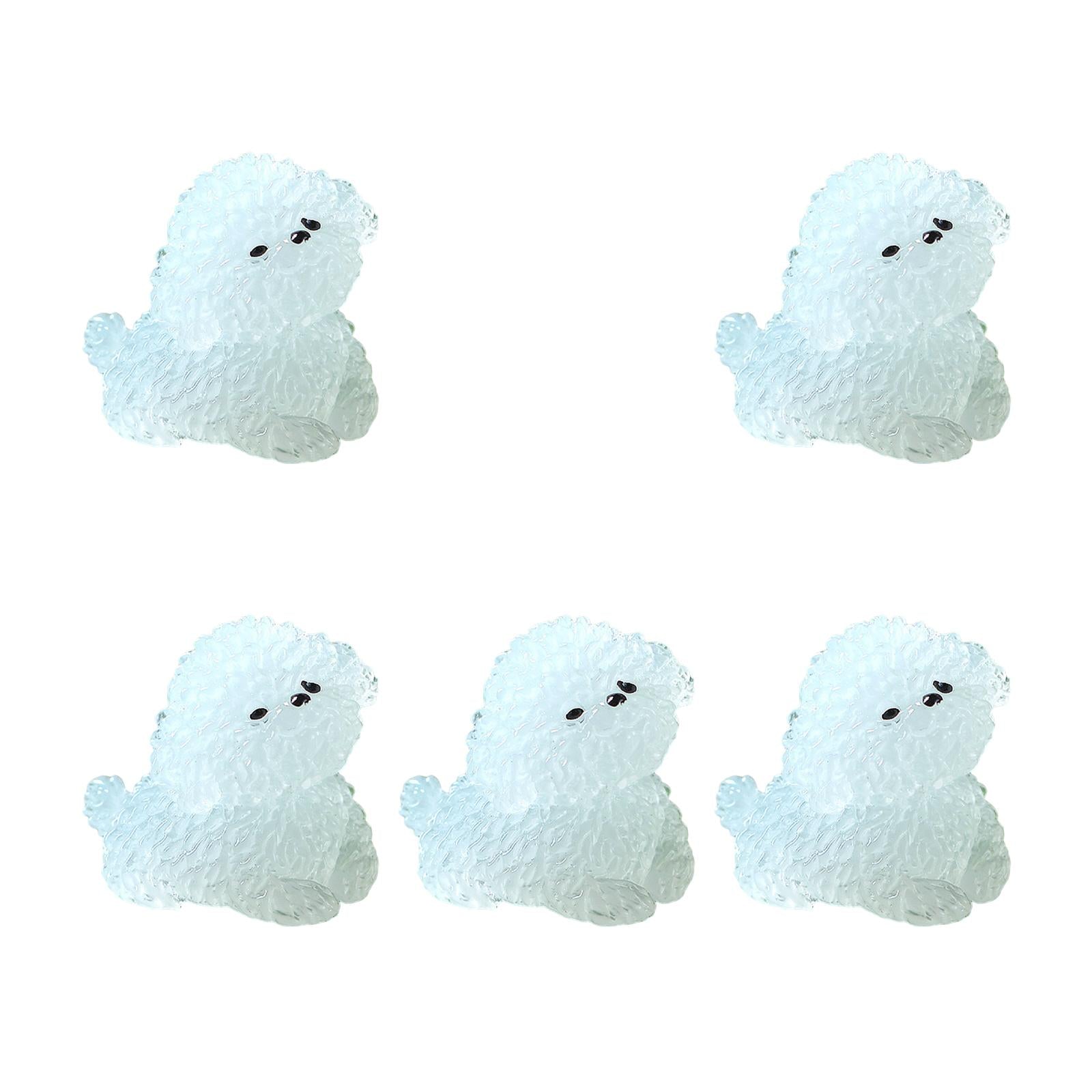 5 Pieces Luminous Mini Dog Figurines Puppy Statue for Garden Micro Landscape Style C