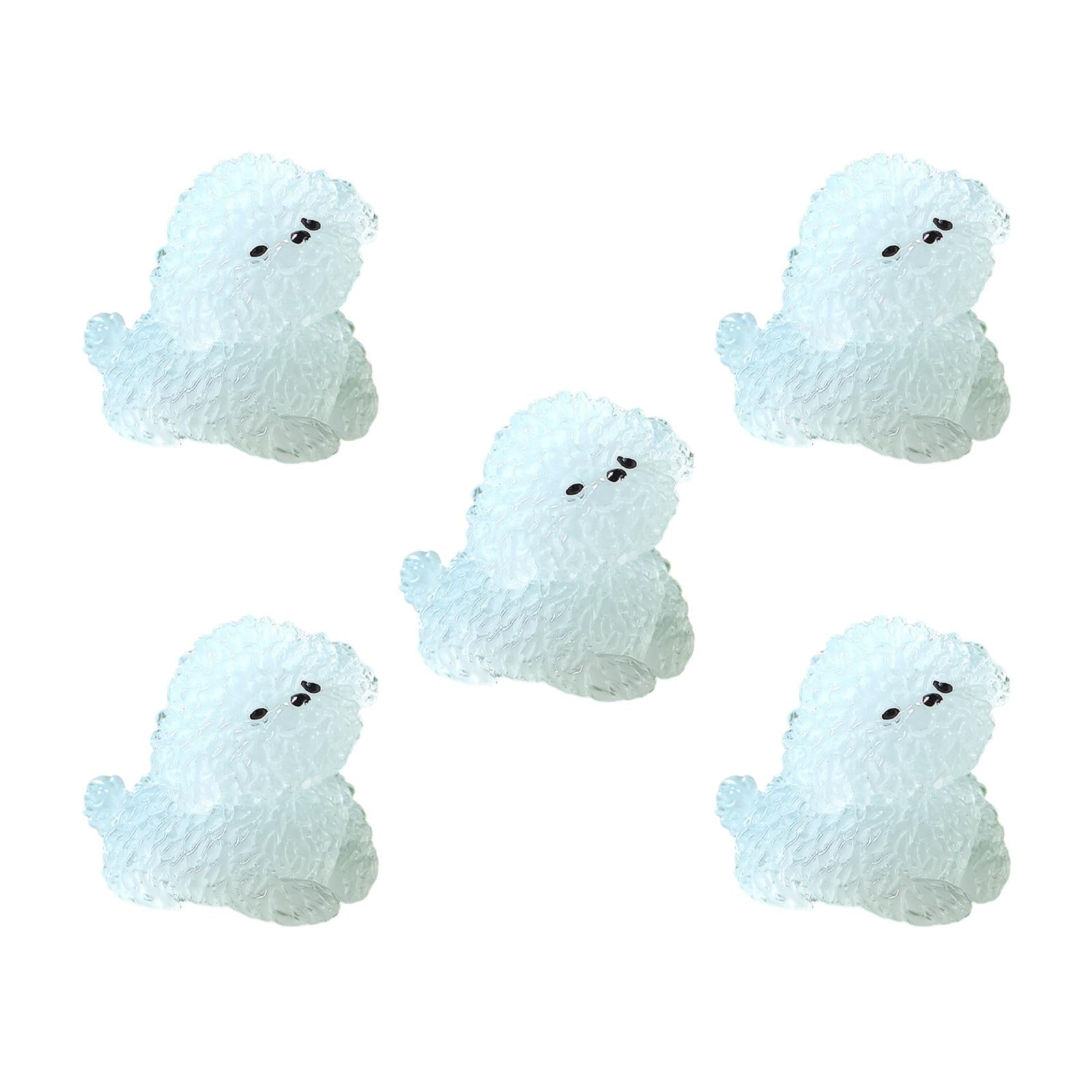 5 Pieces Luminous Mini Dog Figurines Puppy Statue for Garden Micro Landscape Style C