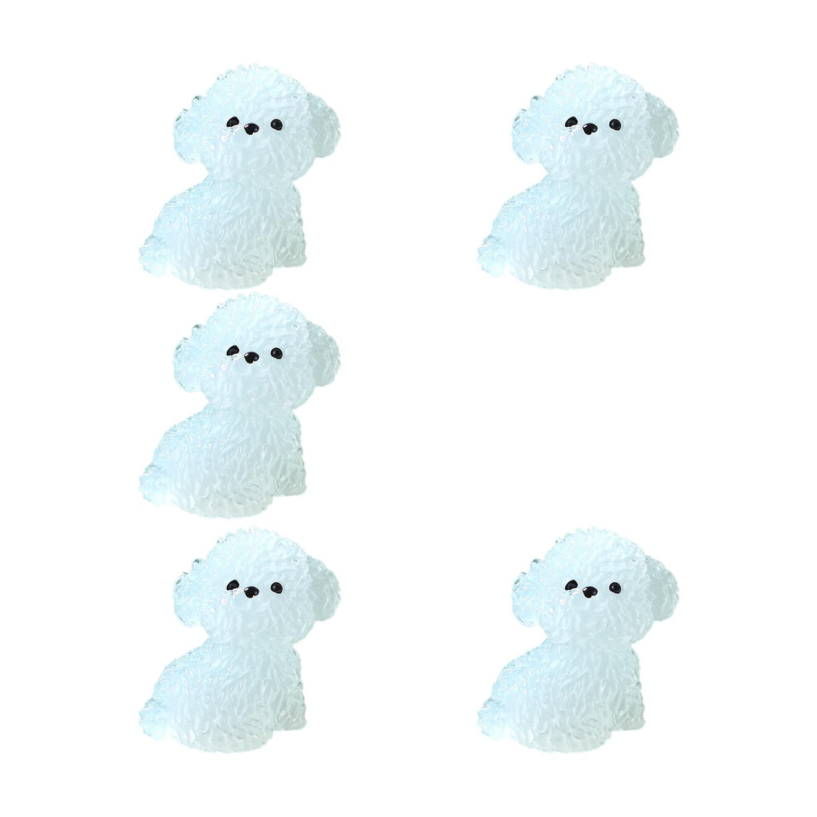 5 Pieces Luminous Mini Dog Figurines Puppy Statue for Garden Micro Landscape Style D