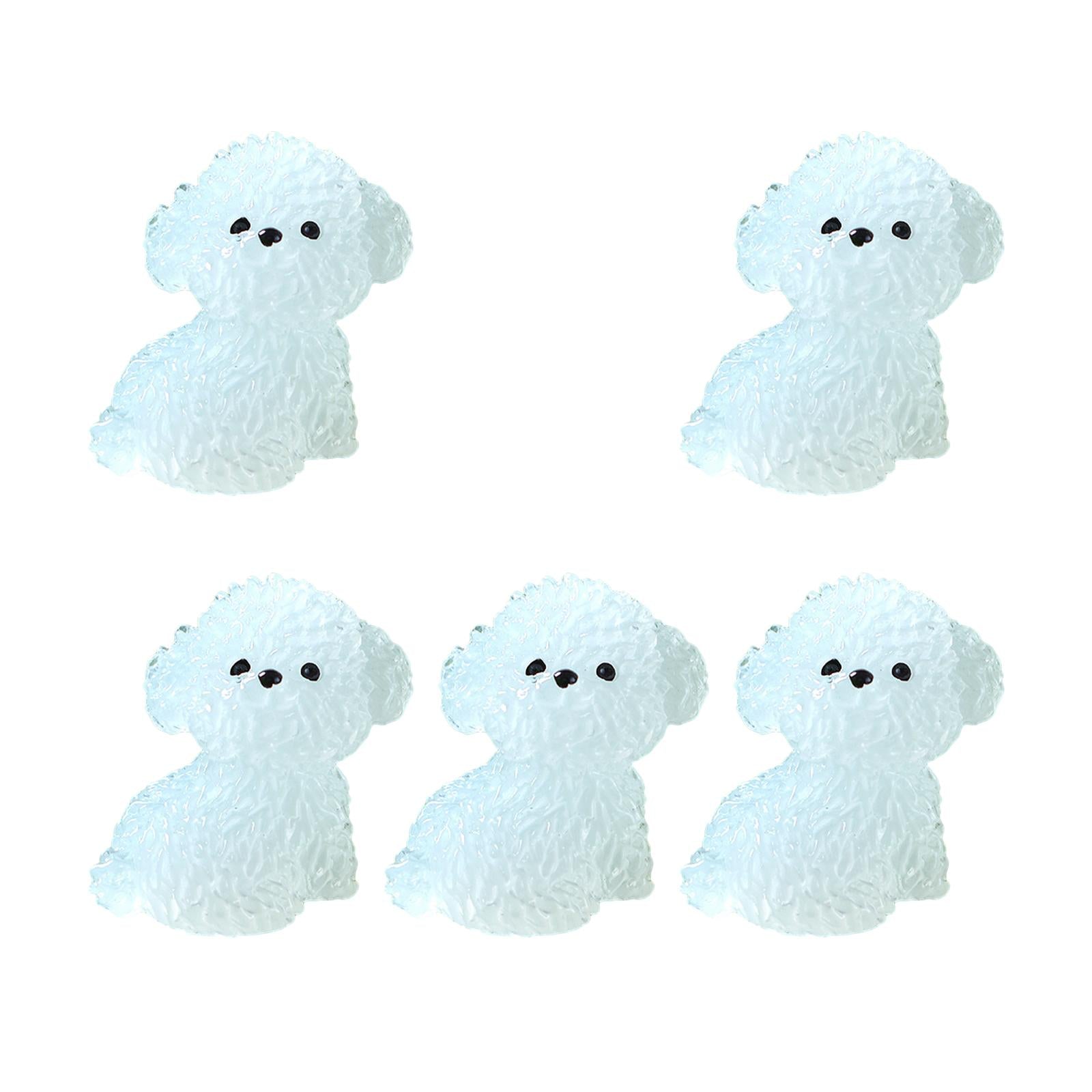 5 Pieces Luminous Mini Dog Figurines Puppy Statue for Garden Micro Landscape Style D