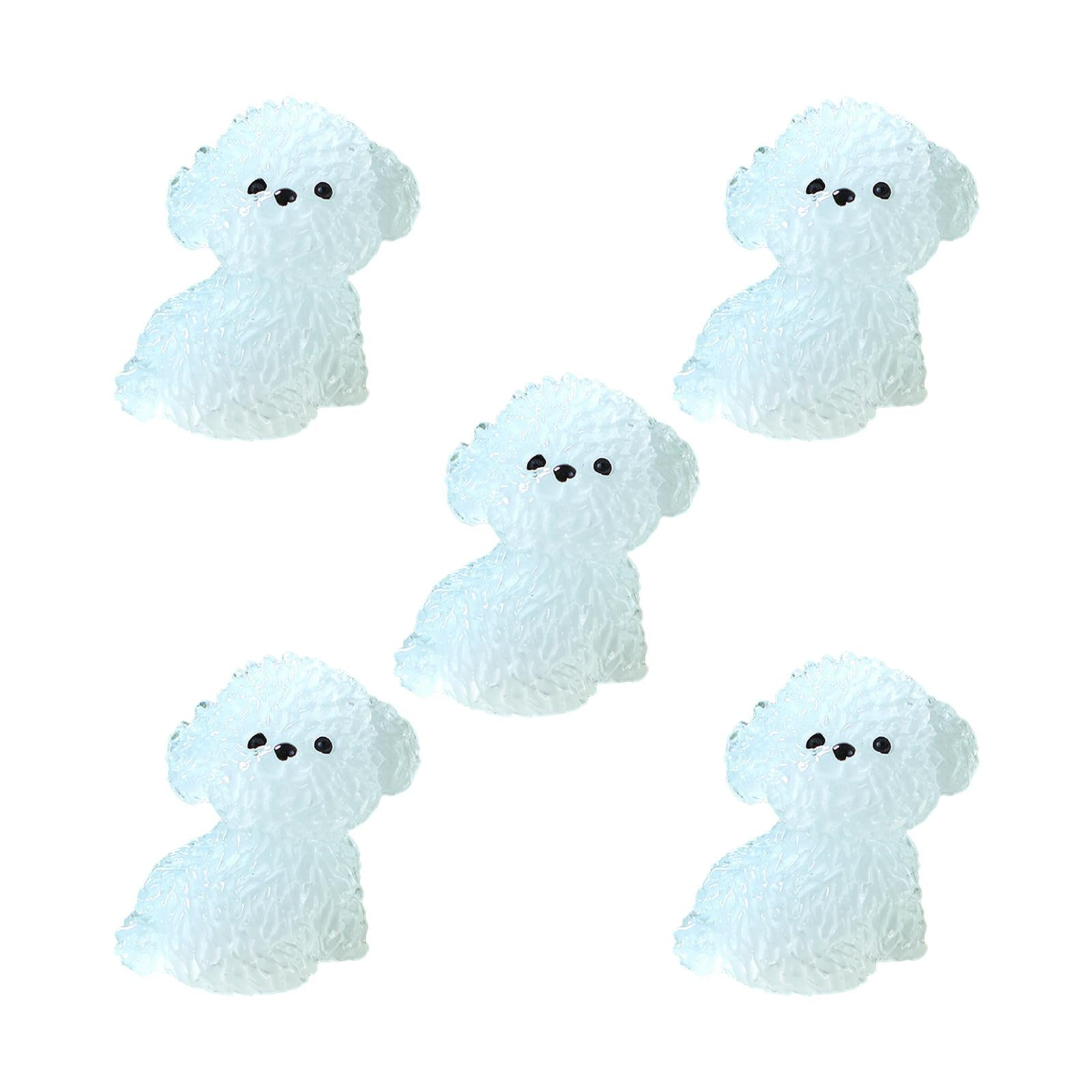 5 Pieces Luminous Mini Dog Figurines Puppy Statue for Garden Micro Landscape Style D