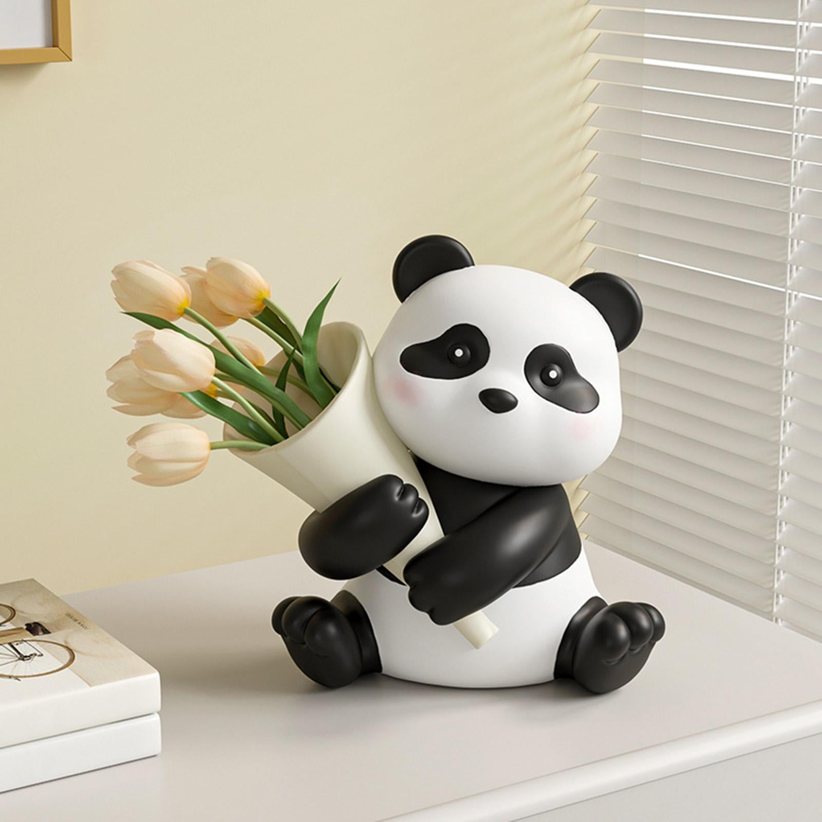 Panda Figurine Cute Collectible Piggy Bank for Bookshelf Living Room Cabinet