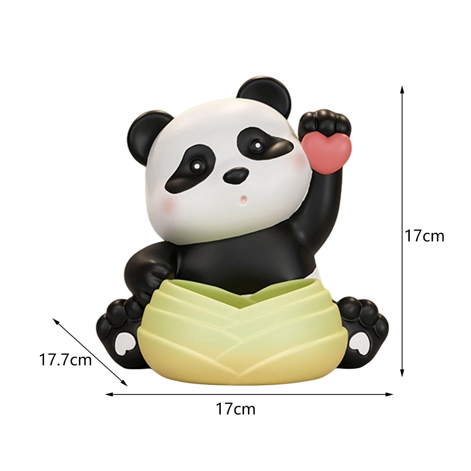 Panda Figurine Desk Storage Tray Art Craft Ornament for Living Room Entrance Style A