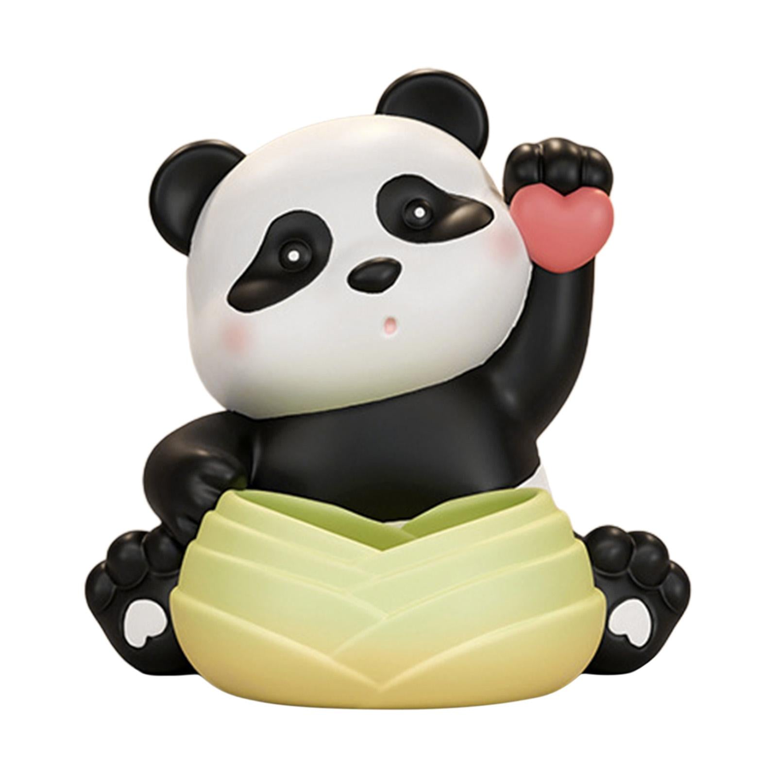 Panda Figurine Desk Storage Tray Art Craft Ornament for Living Room Entrance Style A