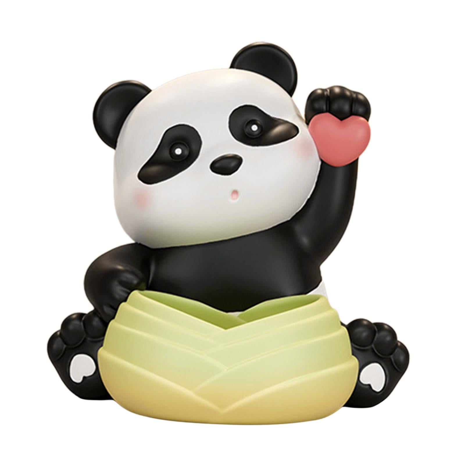 Panda Figurine Desk Storage Tray Art Craft Ornament for Living Room Entrance Style A