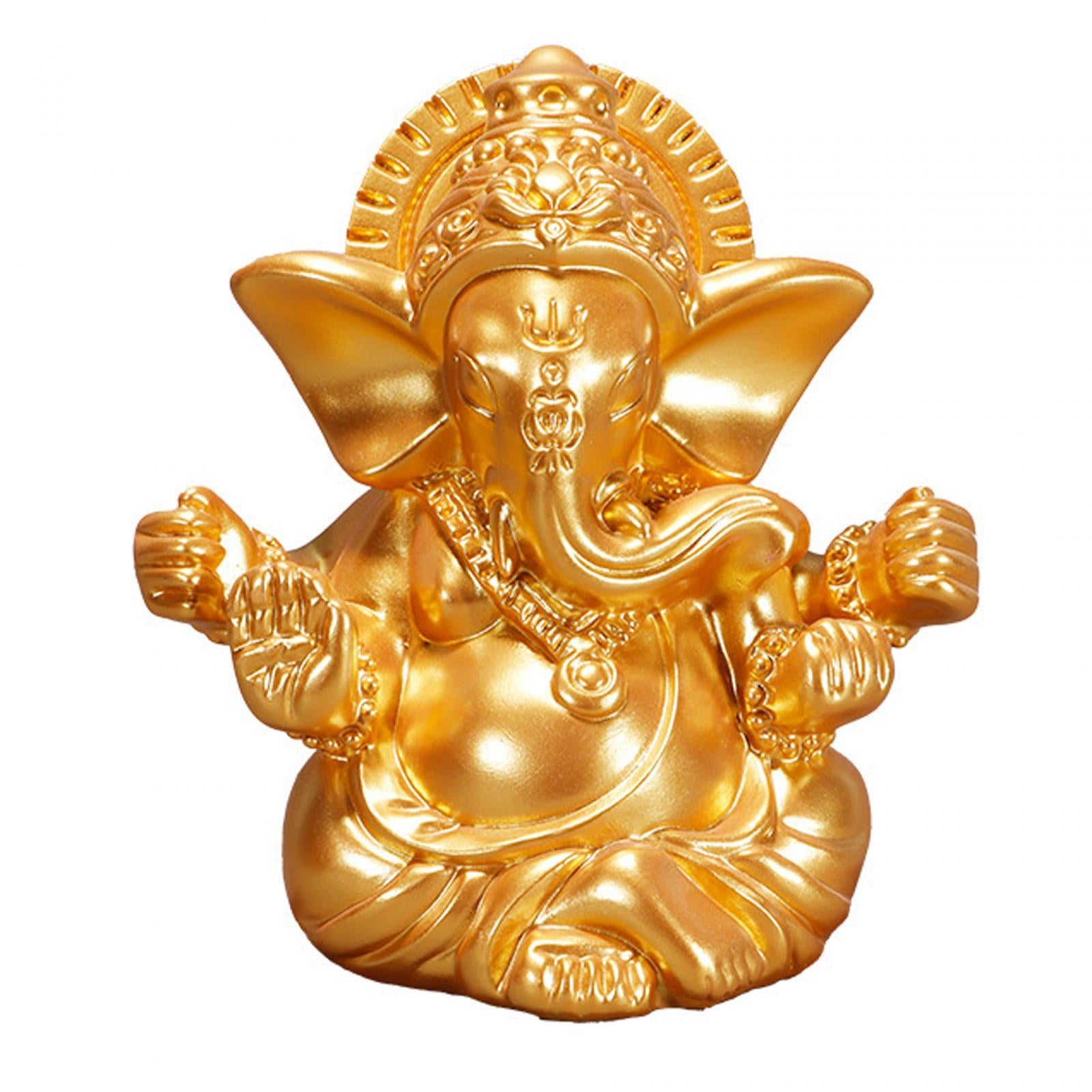 God Ganesh Resin Figurines Elephant Buddha Sculpture Buddhism Ganesha Statue Gold 5.1x4.2x5.1cm