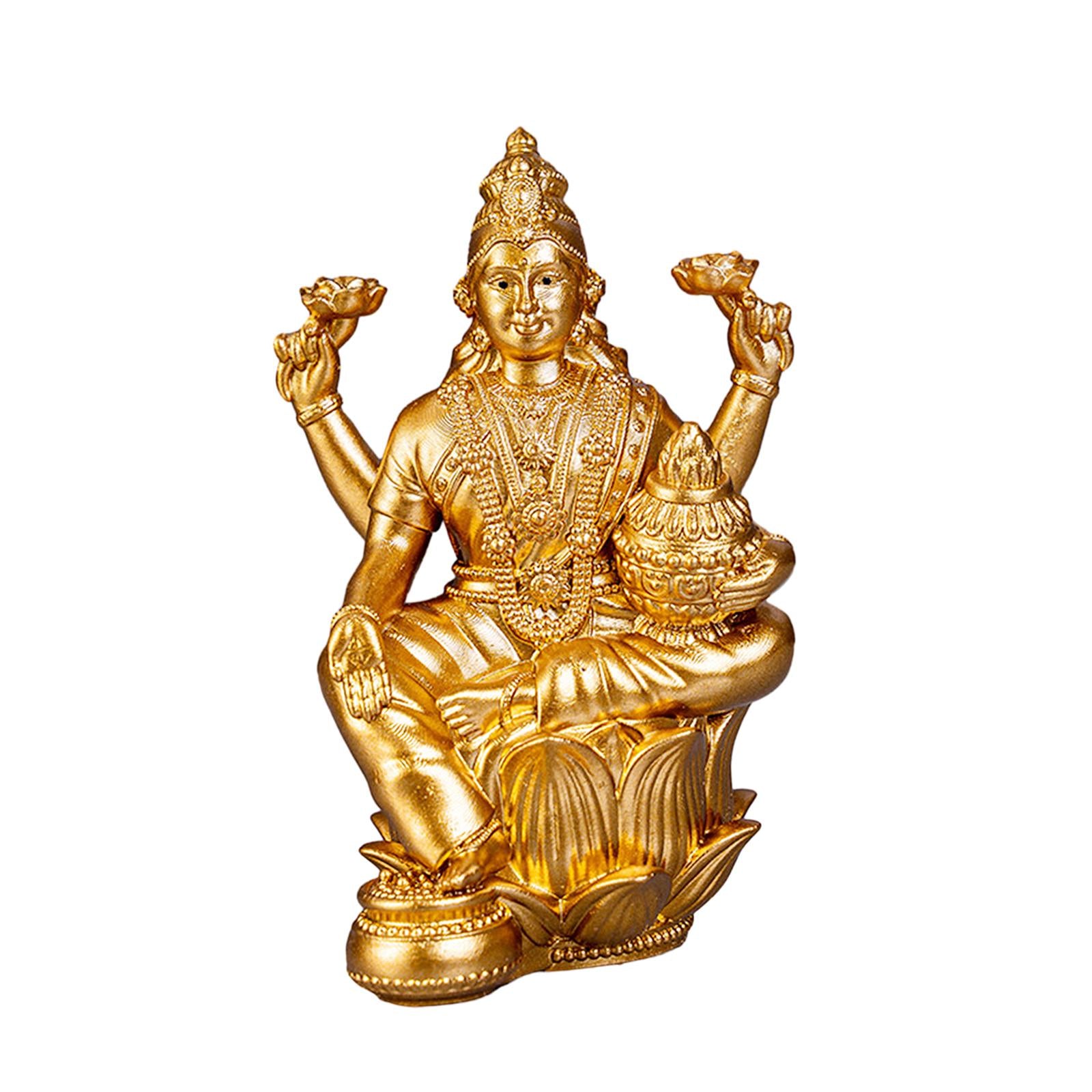 3.3inch Hindu Goddess on Lotus Statue Sculpture for Home Bonsai Decor