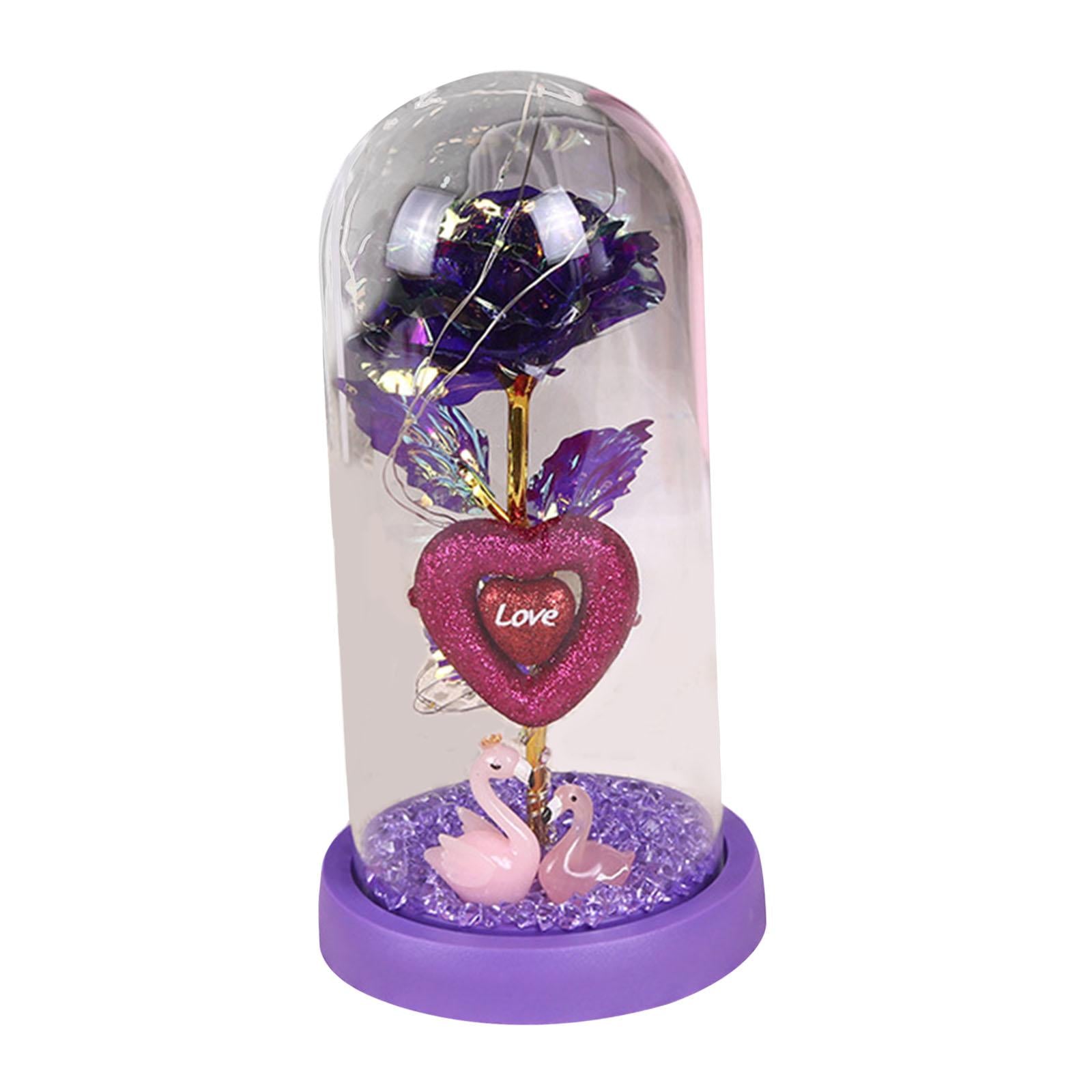 Rose Flower Gift for Women Valentines Day Gifts for Mom Valentines Day Decor purple base