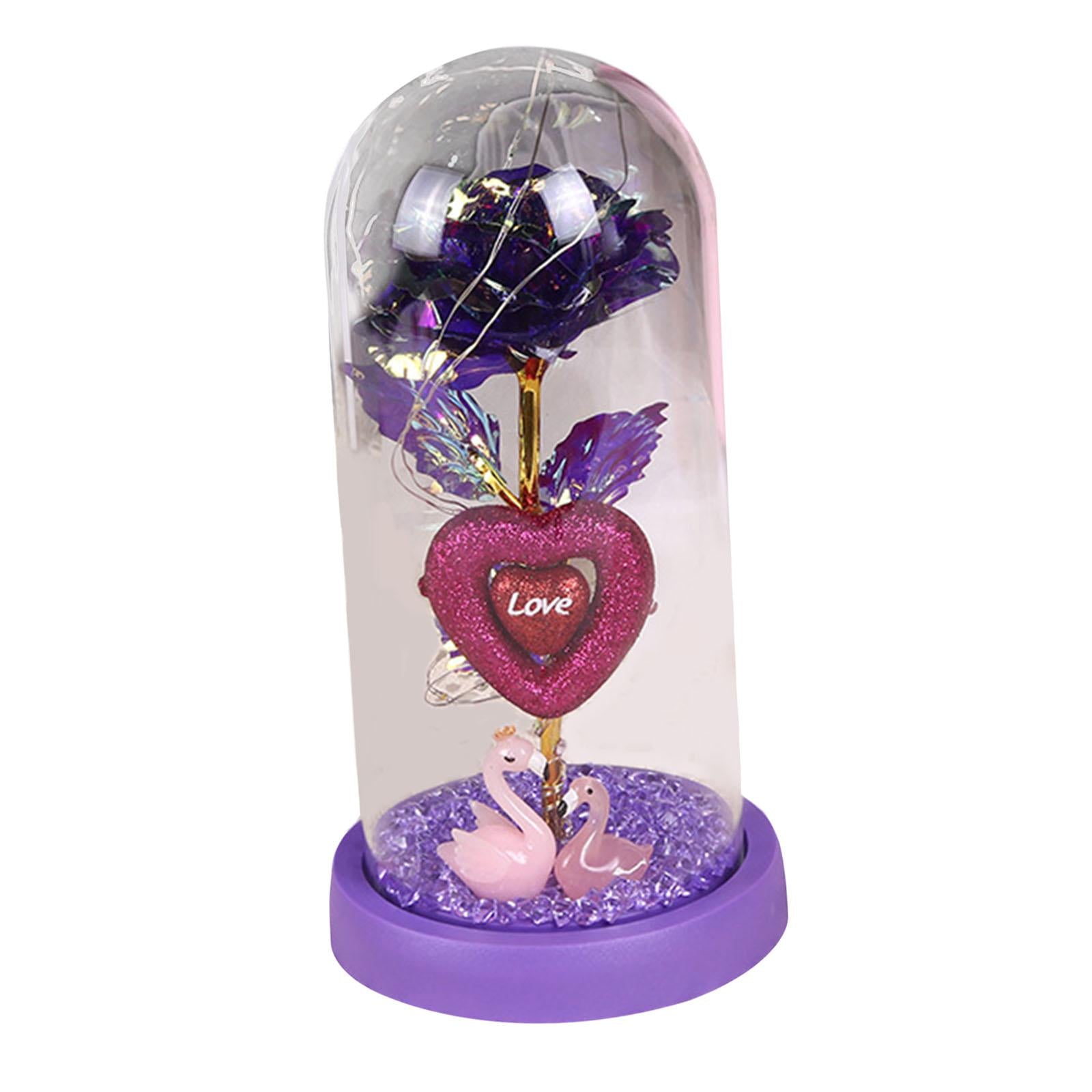 Rose Flower Gift for Women Valentines Day Gifts for Mom Valentines Day Decor purple base