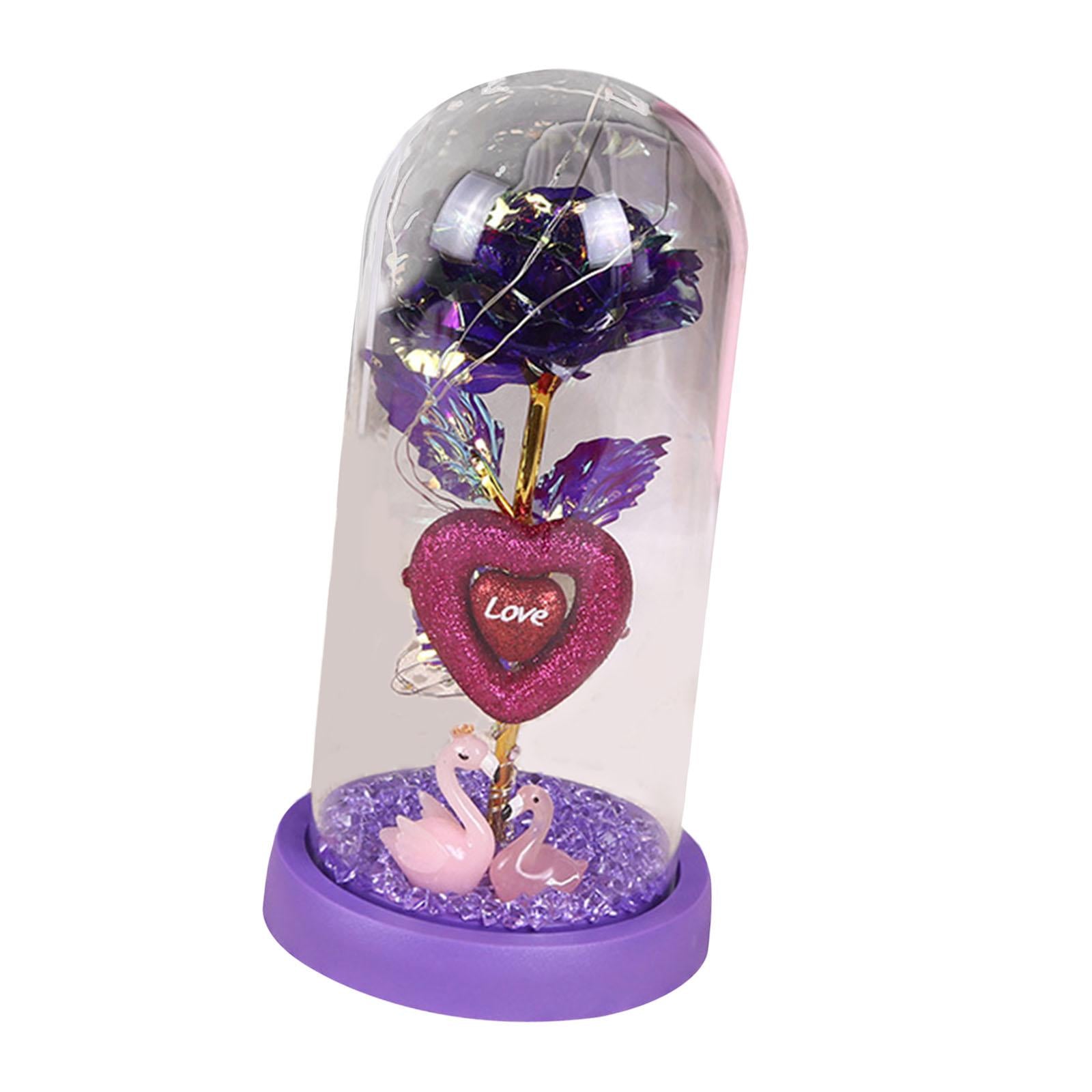 Rose Flower Gift for Women Valentines Day Gifts for Mom Valentines Day Decor purple base