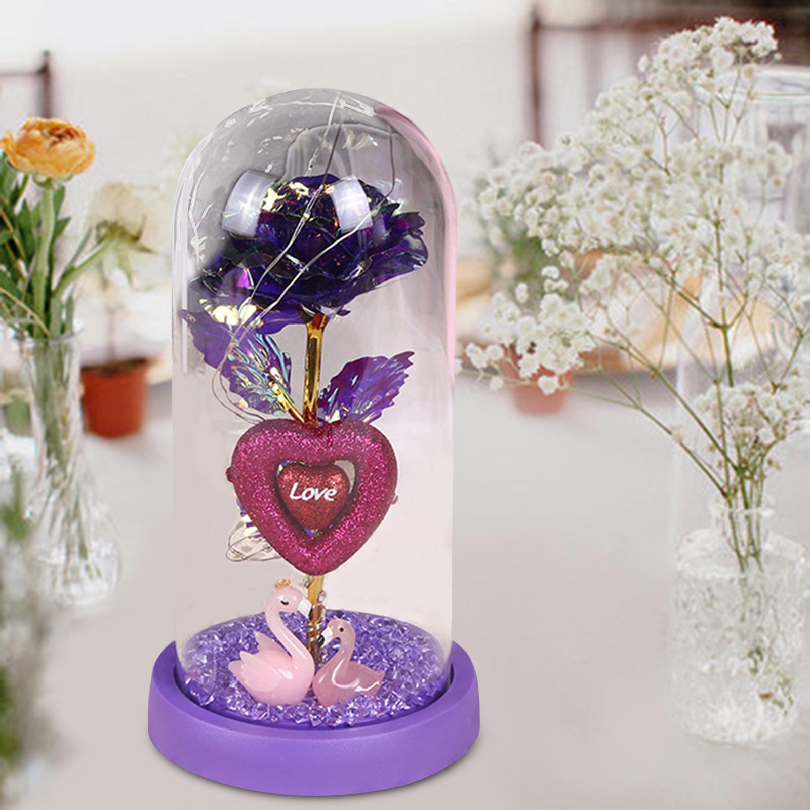 Rose Flower Gift for Women Valentines Day Gifts for Mom Valentines Day Decor purple base