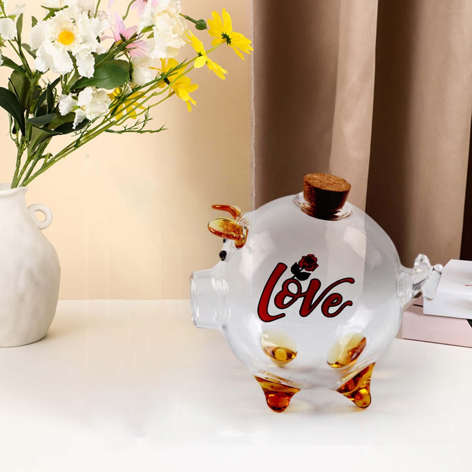 Piggy Bank Mini Glass Animal Figurine Glass Pig Figurine for Boys Kids Girls