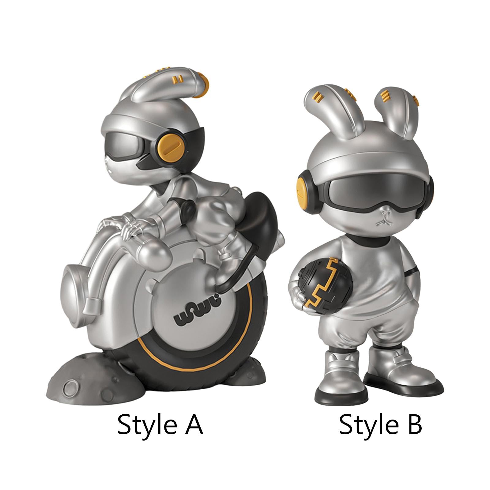 Tech Rabbit Figurine Punk Trendy Desktop Ornament for Office Bedroom Cabinet Style A