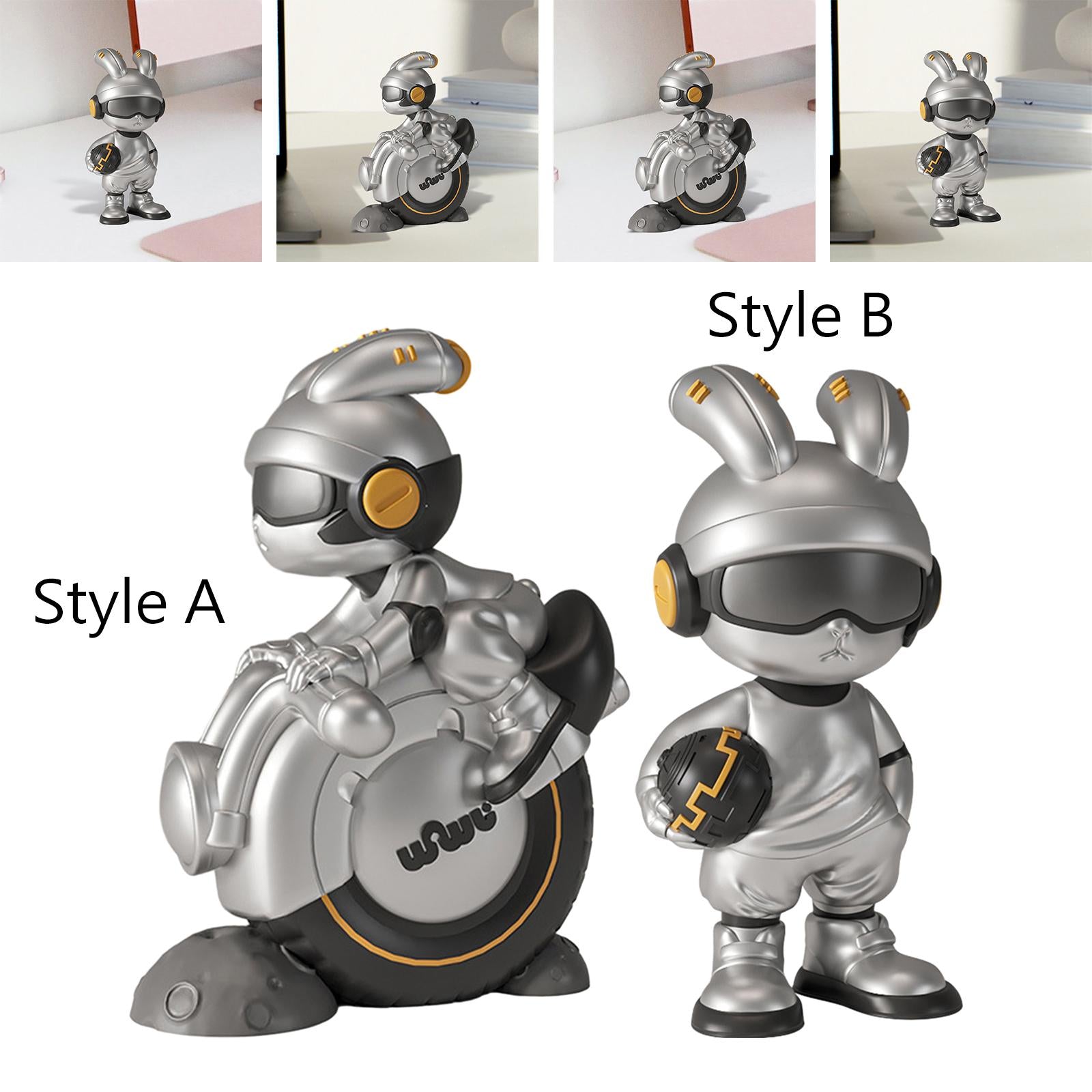 Tech Rabbit Figurine Punk Trendy Desktop Ornament for Office Bedroom Cabinet Style A
