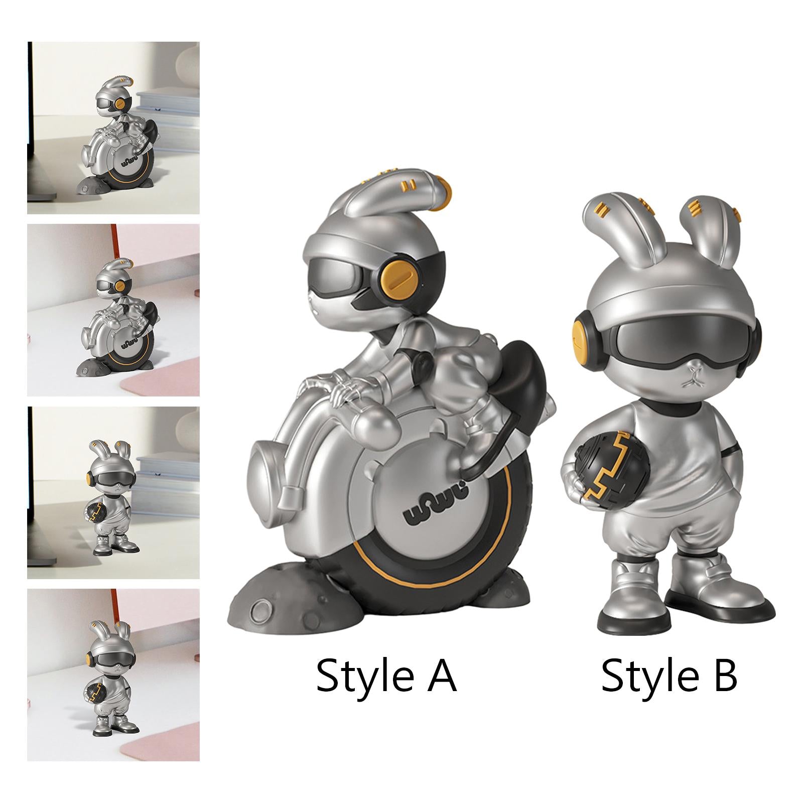 Tech Rabbit Figurine Punk Trendy Desktop Ornament for Office Bedroom Cabinet Style A