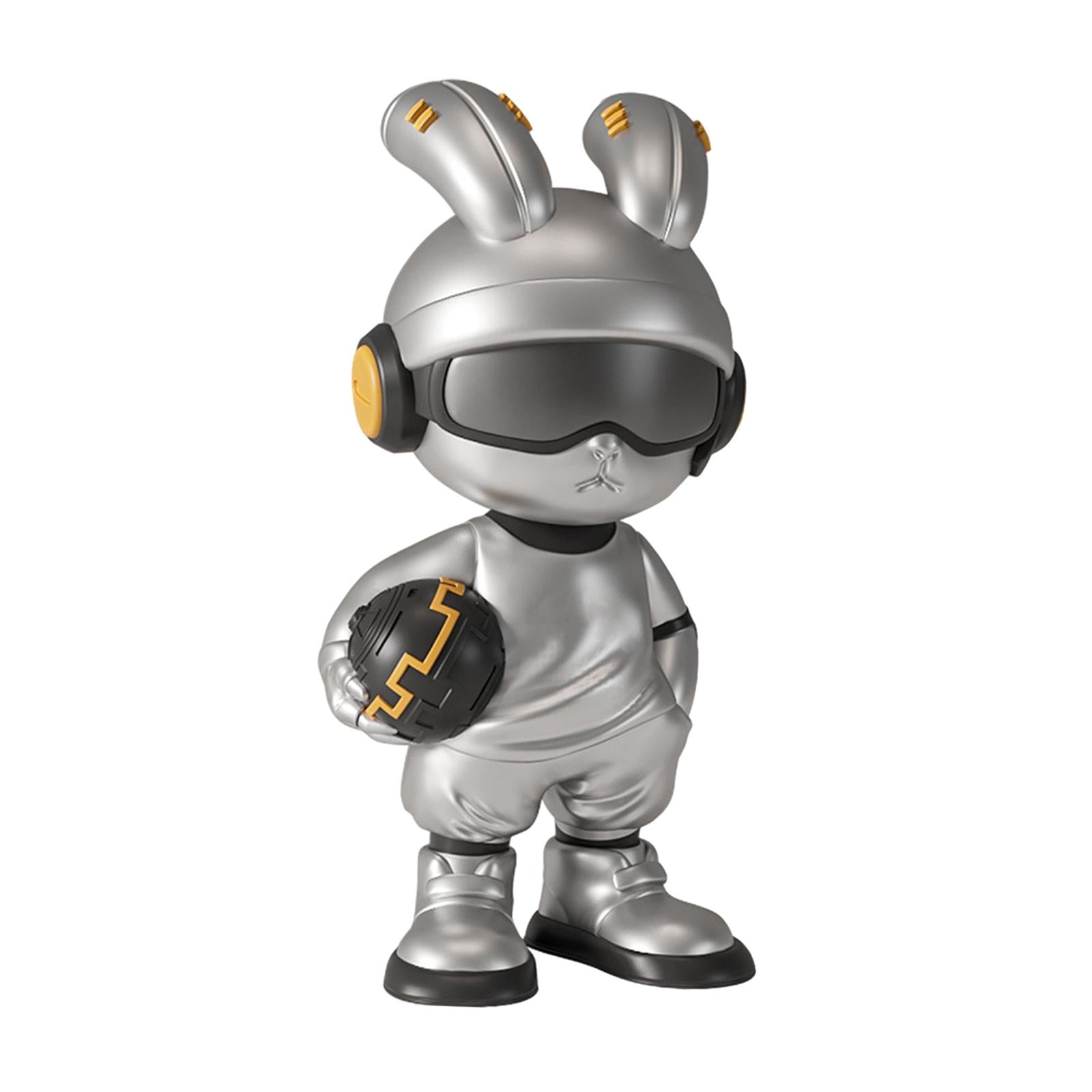 Tech Rabbit Figurine Punk Trendy Desktop Ornament for Office Bedroom Cabinet Style B