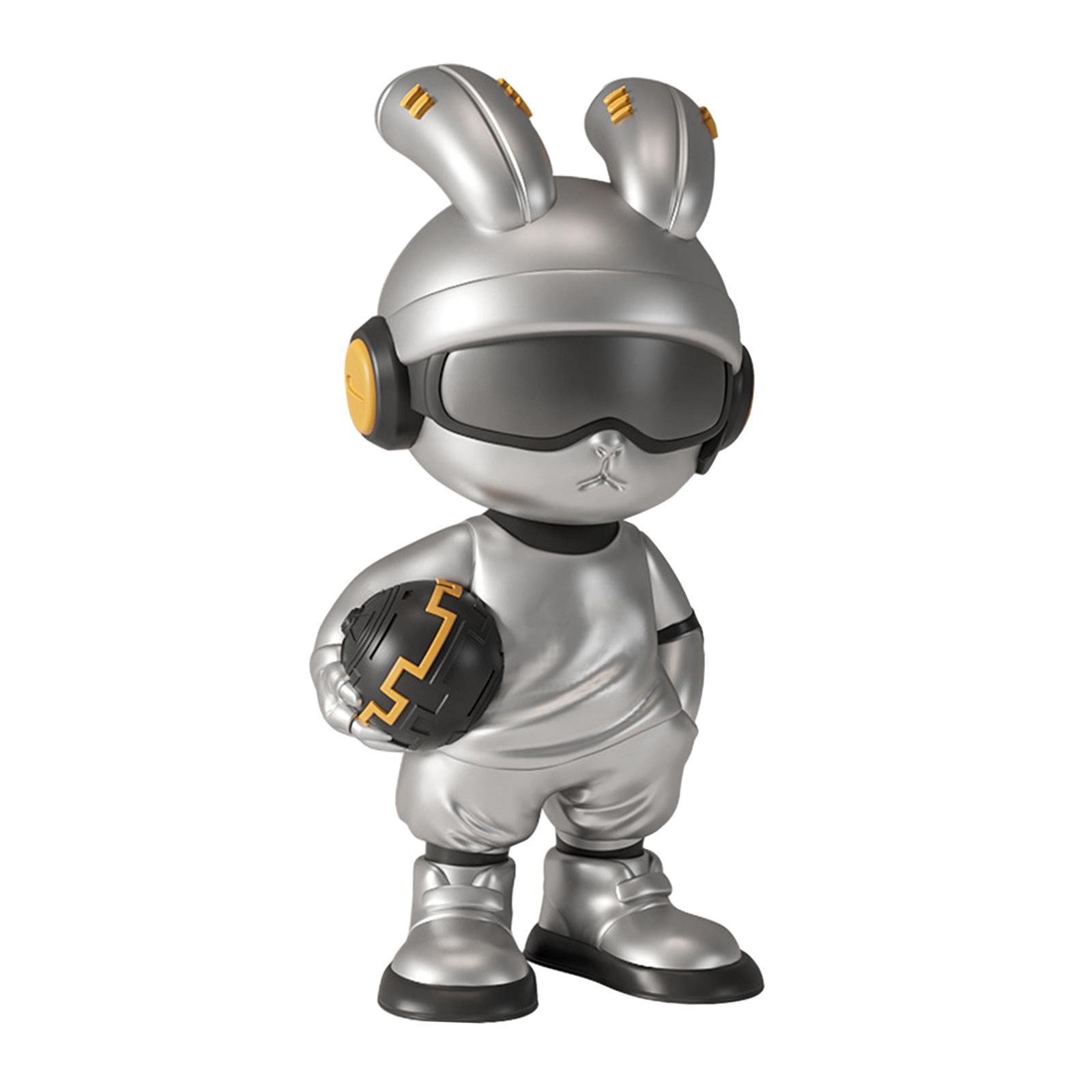 Tech Rabbit Figurine Punk Trendy Desktop Ornament for Office Bedroom Cabinet Style B