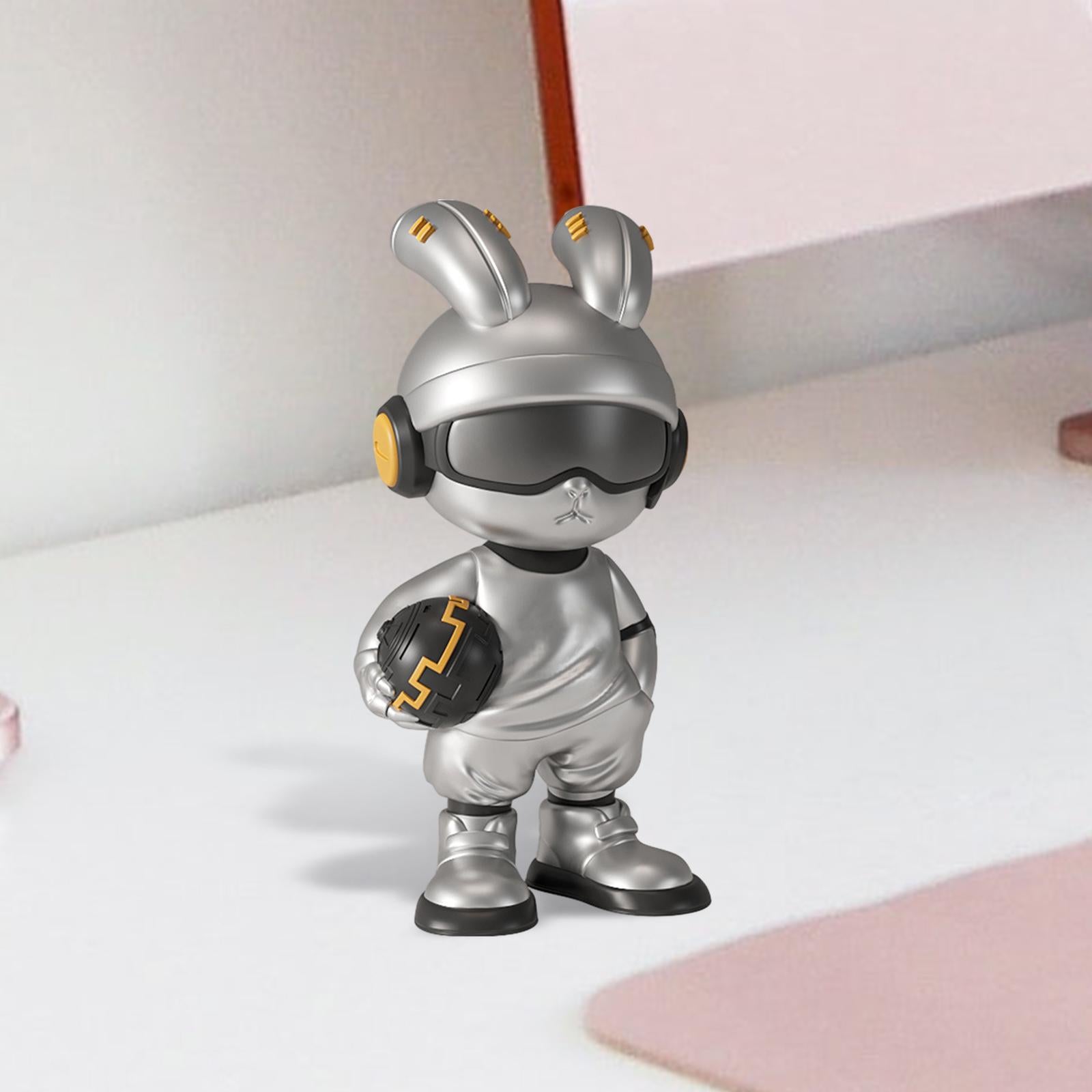 Tech Rabbit Figurine Punk Trendy Desktop Ornament for Office Bedroom Cabinet Style B