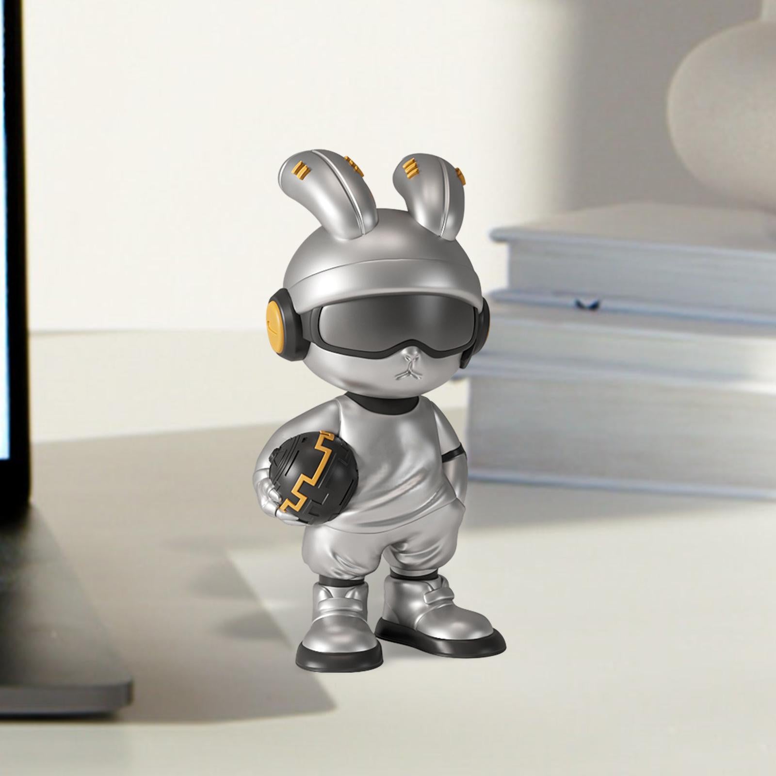 Tech Rabbit Figurine Punk Trendy Desktop Ornament for Office Bedroom Cabinet Style B